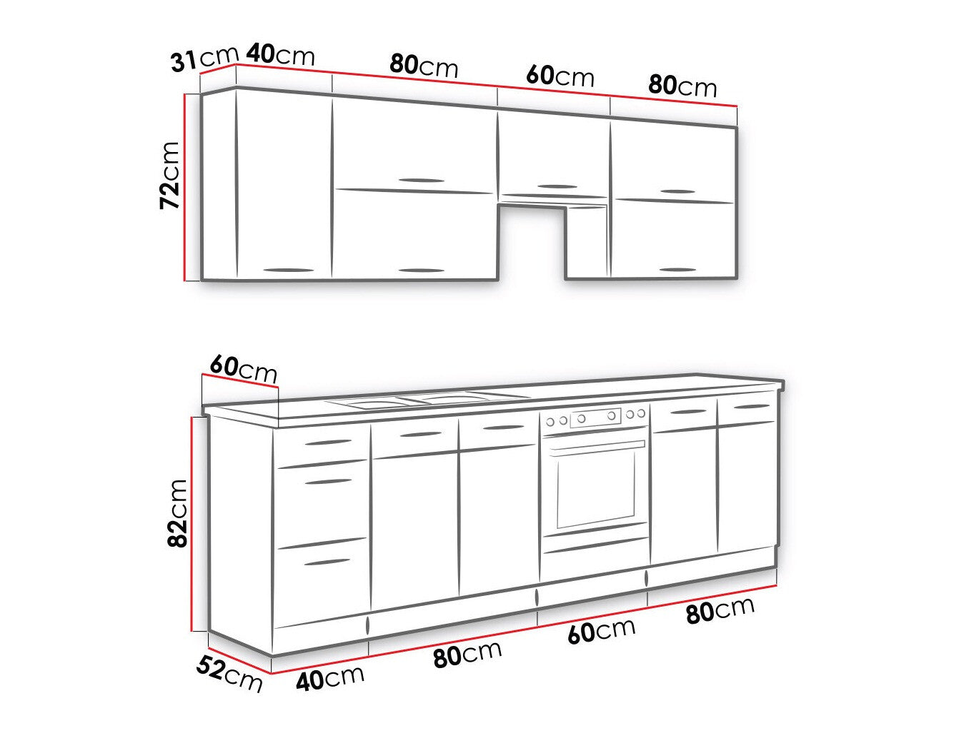 Modulopbygget køkkensæt Wood Grey 135