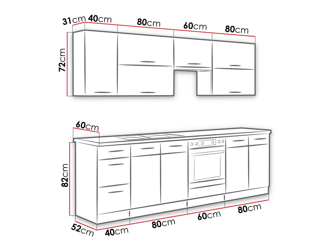 Modulopbygget køkkensæt Wood Grey 135