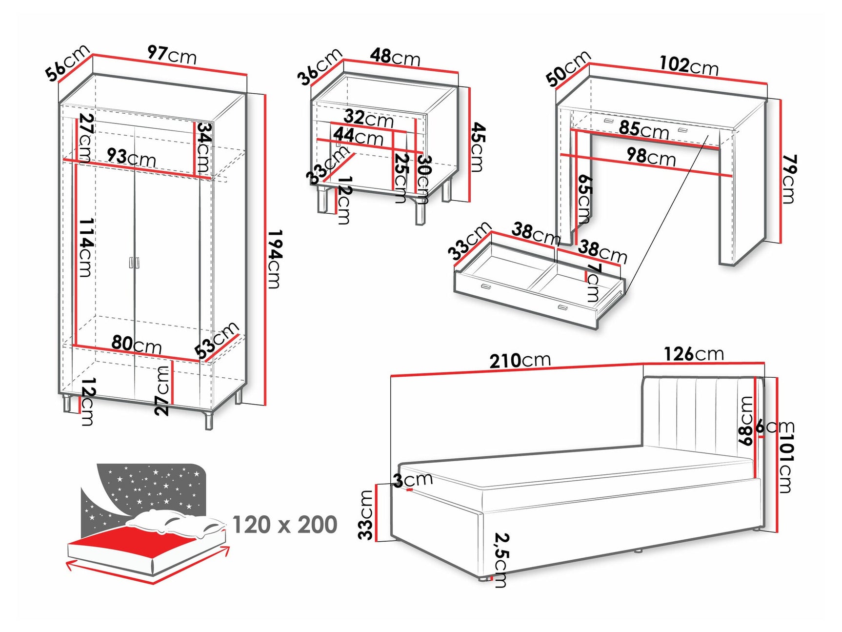 Soveværelses-sæt Ogden S115
