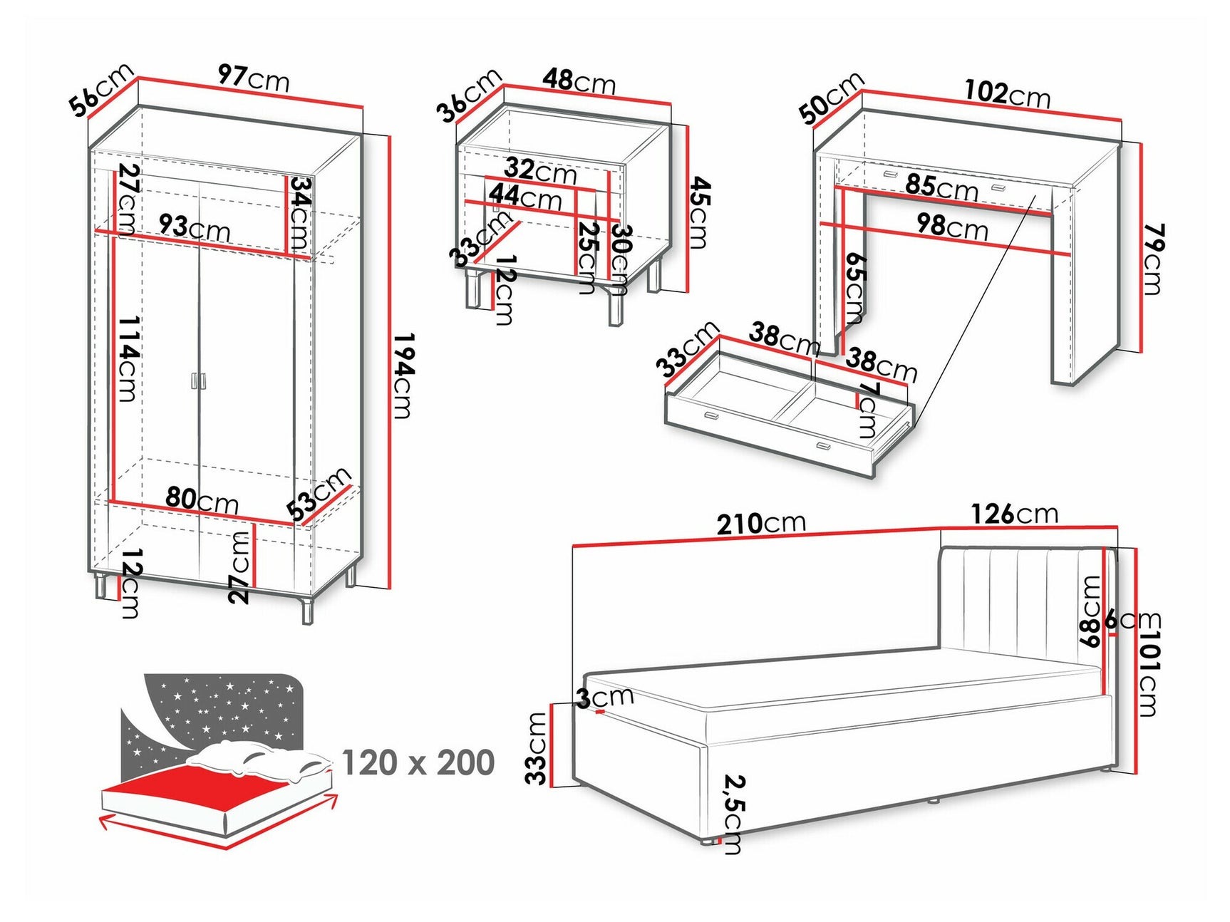 Soveværelses-sæt Ogden S115