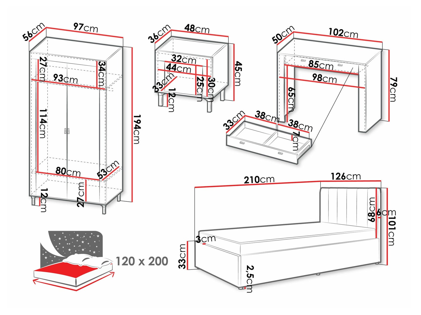 Soveværelses-sæt Ogden S115