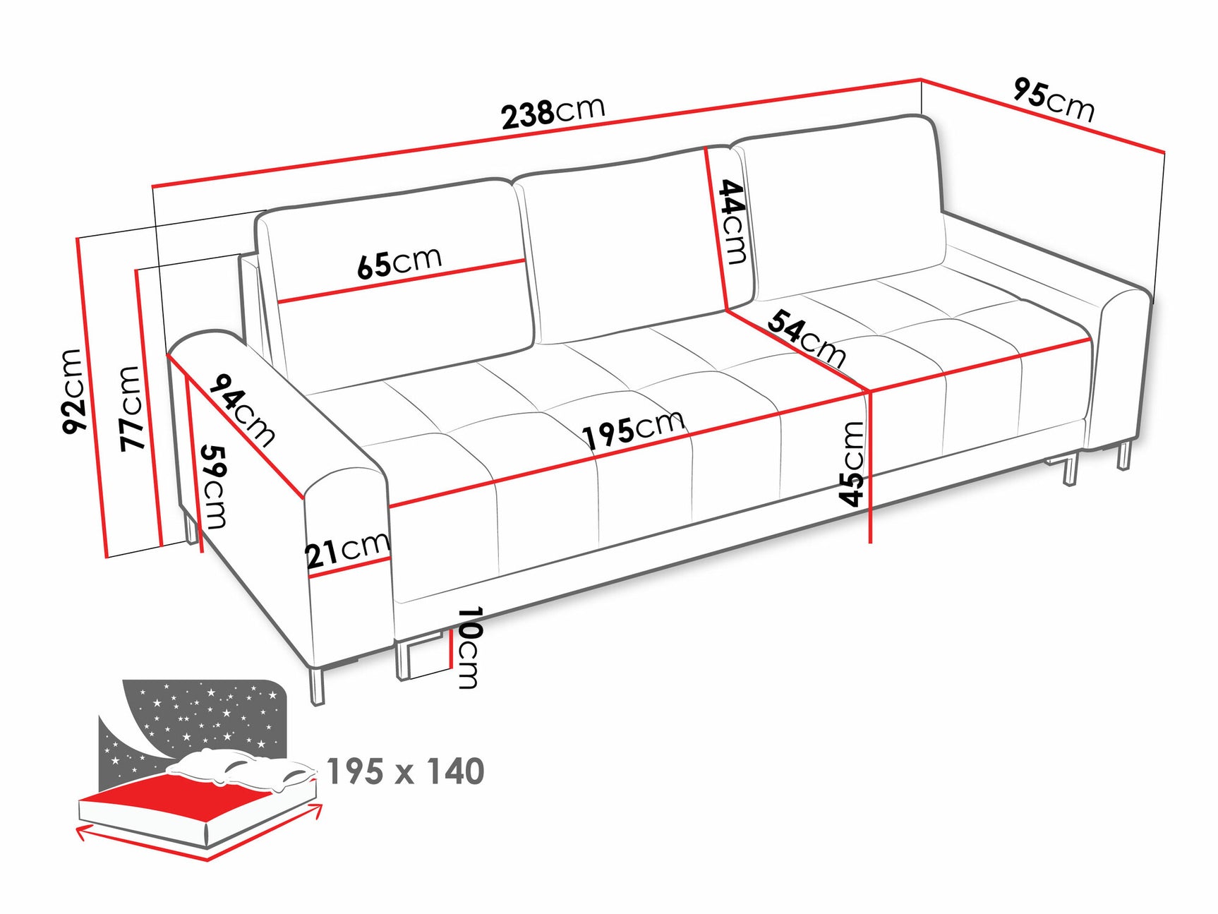 Sovesofa Stonecrest 102
