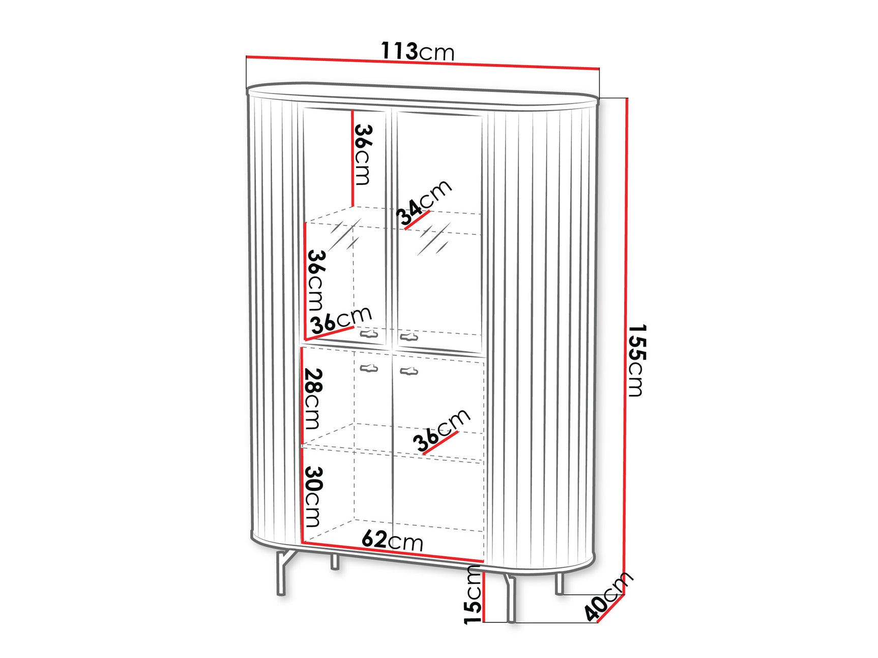 Vitrineskab Ogden T100