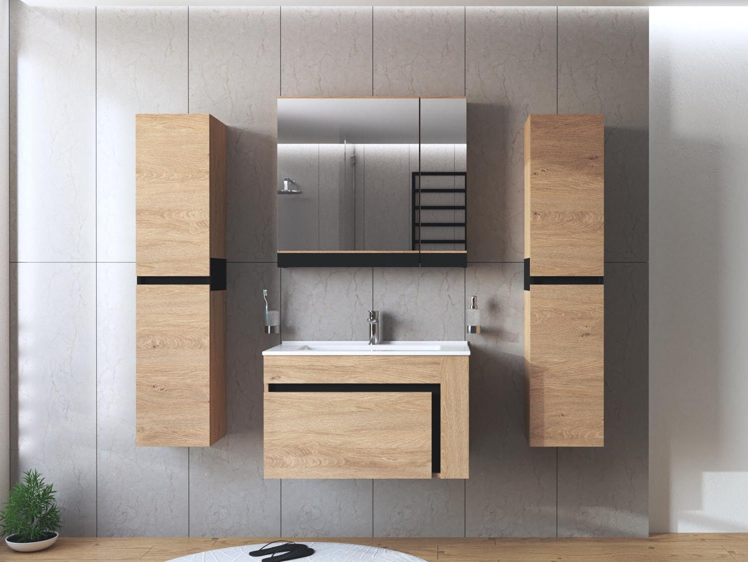 Vægmonteret badeværelsesskab Fenetra 100