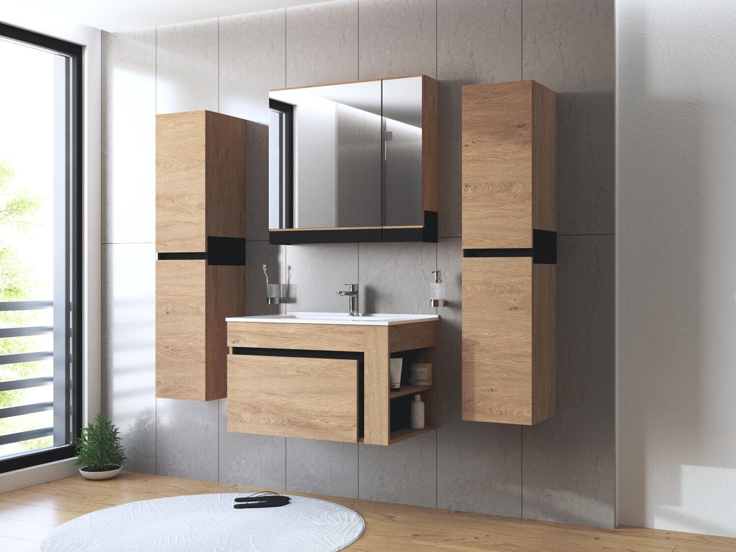 Vægmonteret badeværelsesskab Fenetra 100