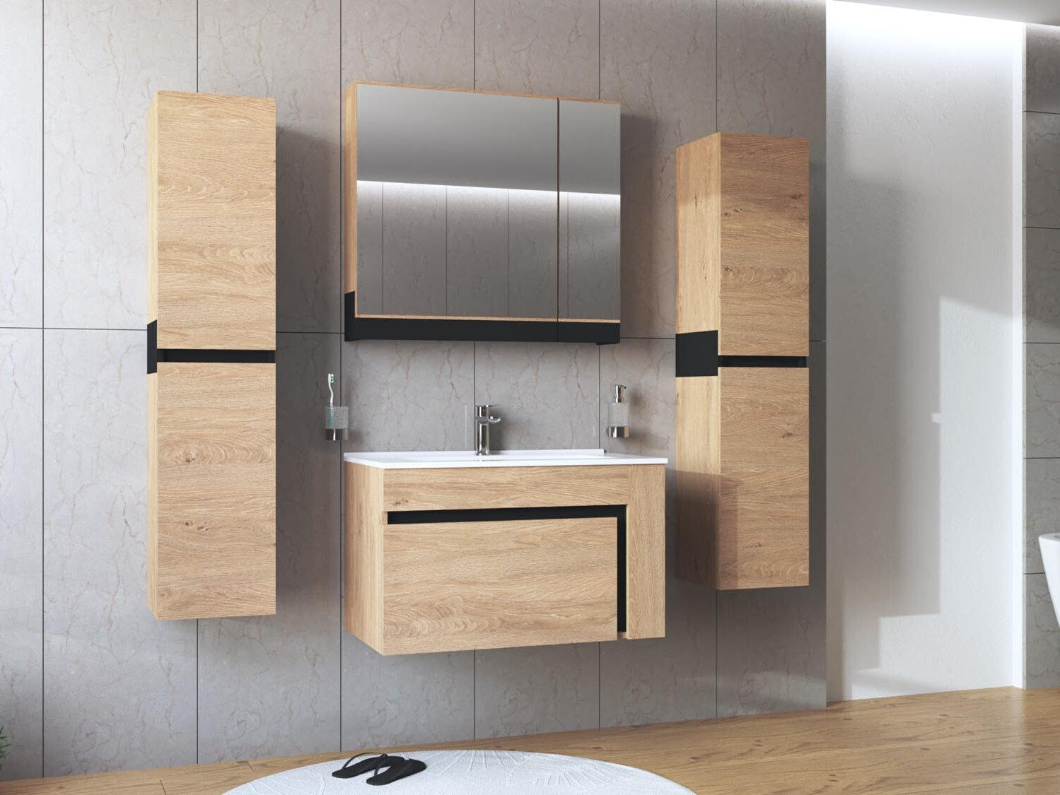 Vægmonteret badeværelsesskab Fenetra 104