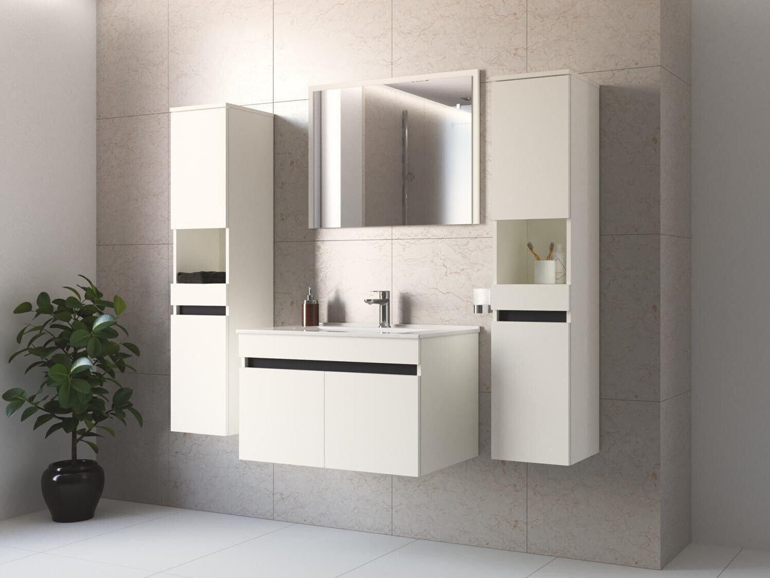 Vægmonteret badeværelsesskab Benfelo 104