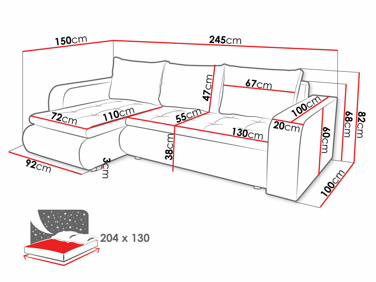 Hjørnesofa Muncie 100