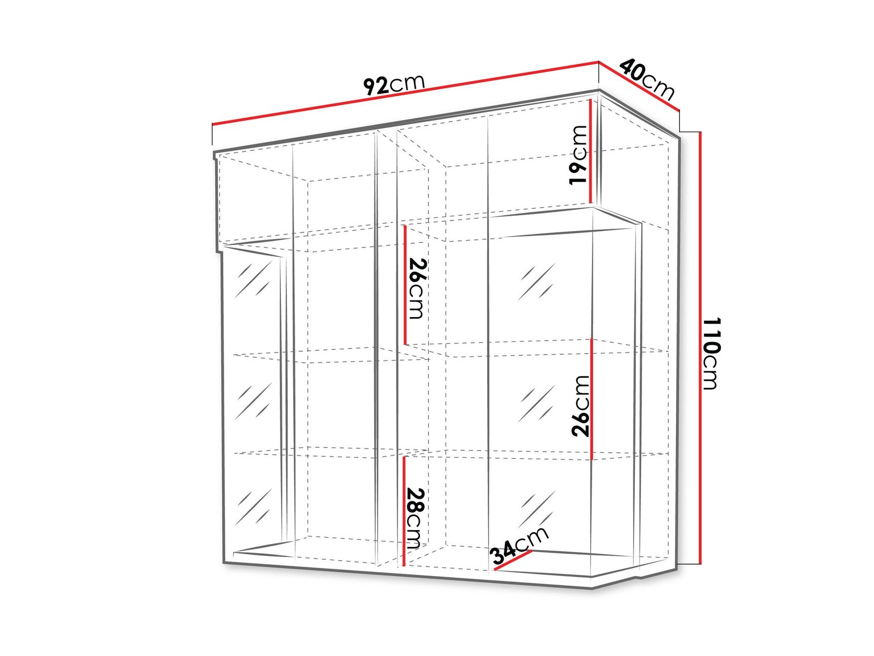 Wall mounted display cabinet Nashville B104