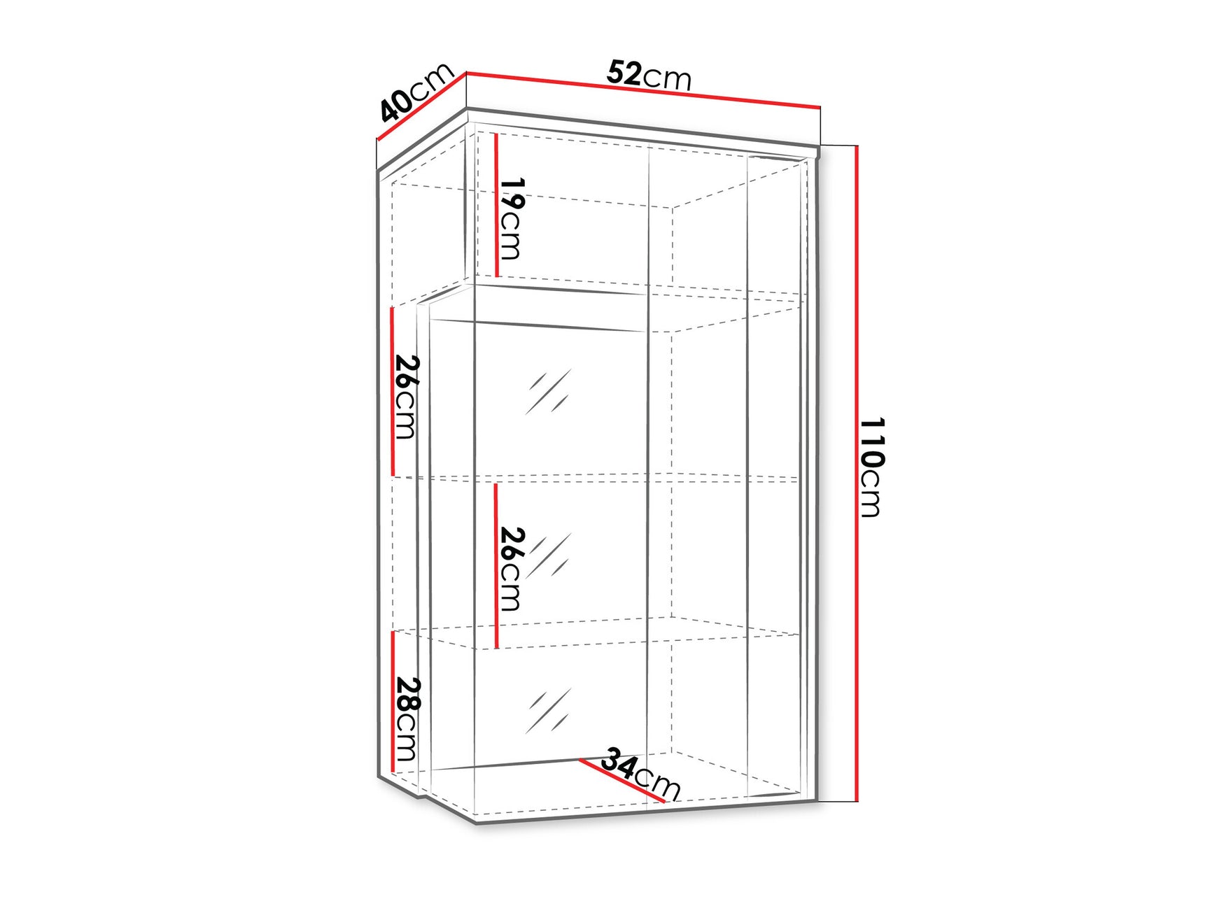 Wall mounted display cabinet Nashville B106