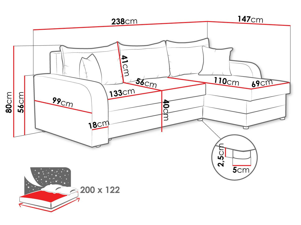 Hjørnesofa Comfivo 135