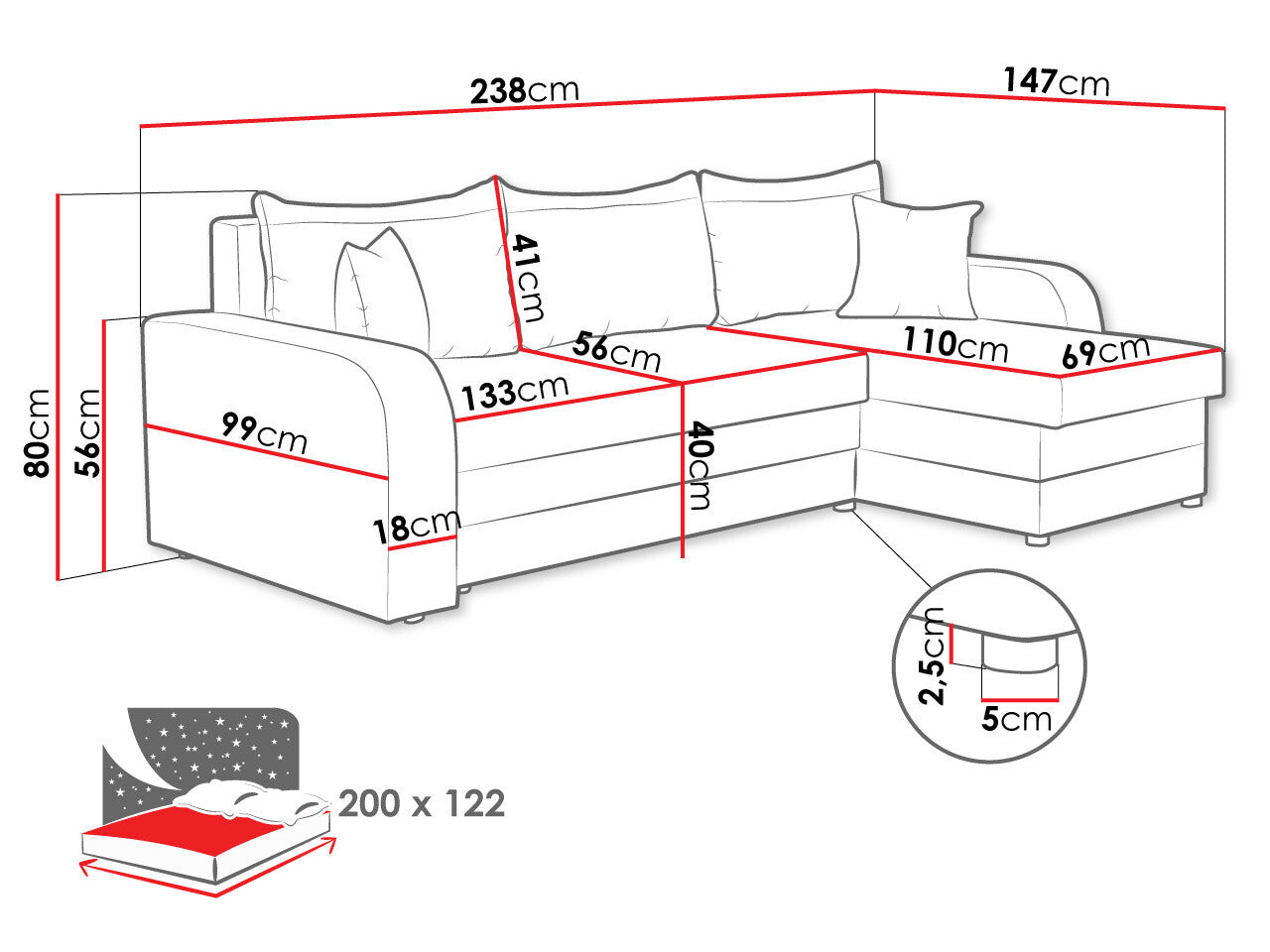 Hjørnesofa Comfivo 135