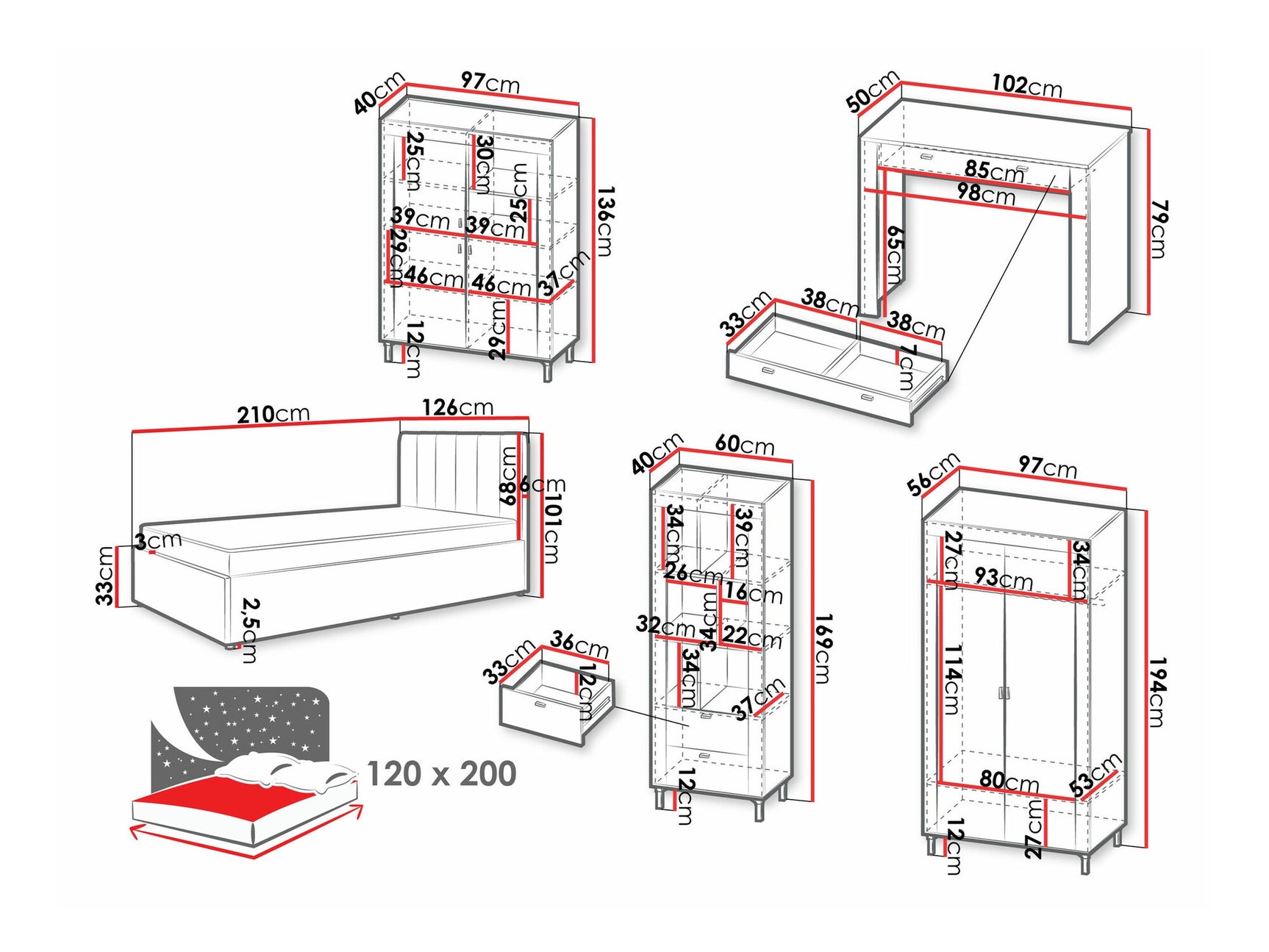 Soveværelses-sæt Ogden S119