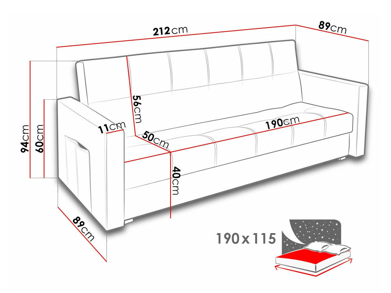 Sovesofa Edinburg 104