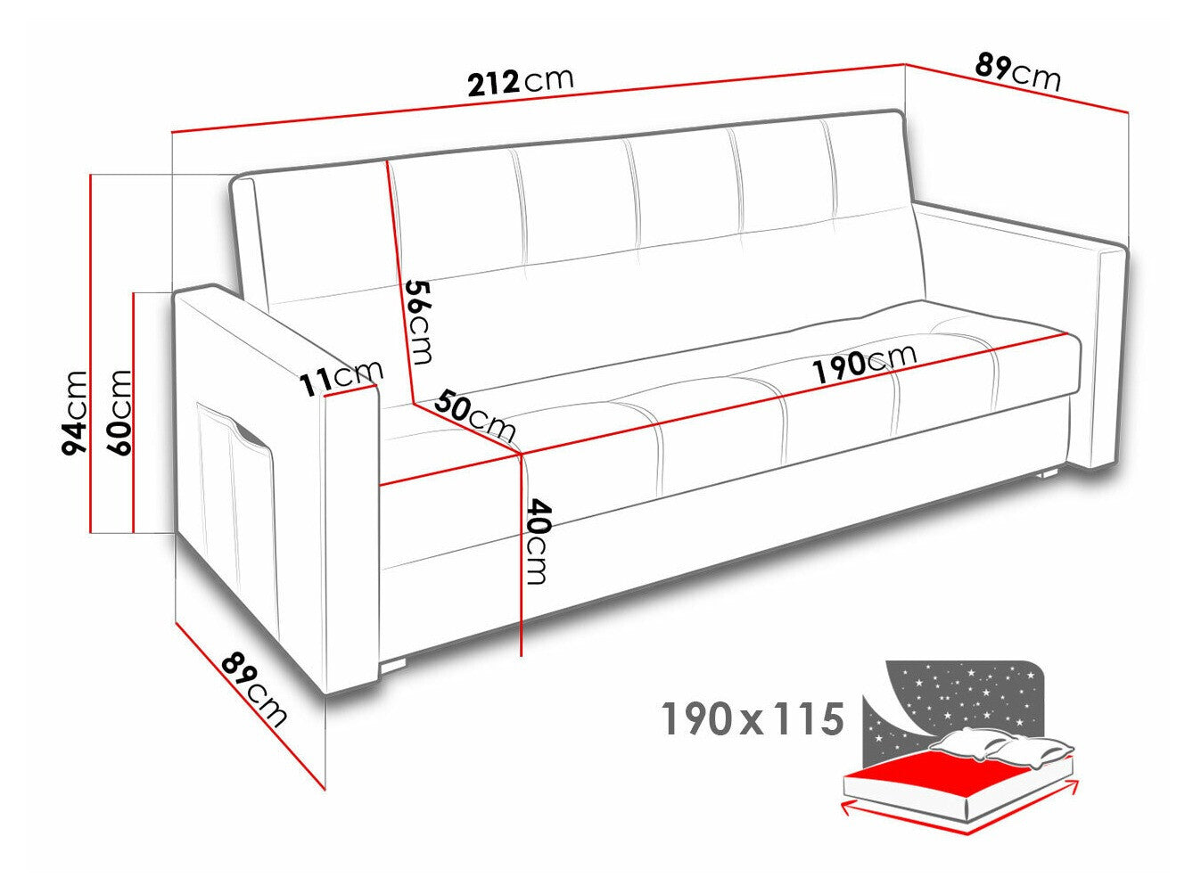 Sovesofa Edinburg 104