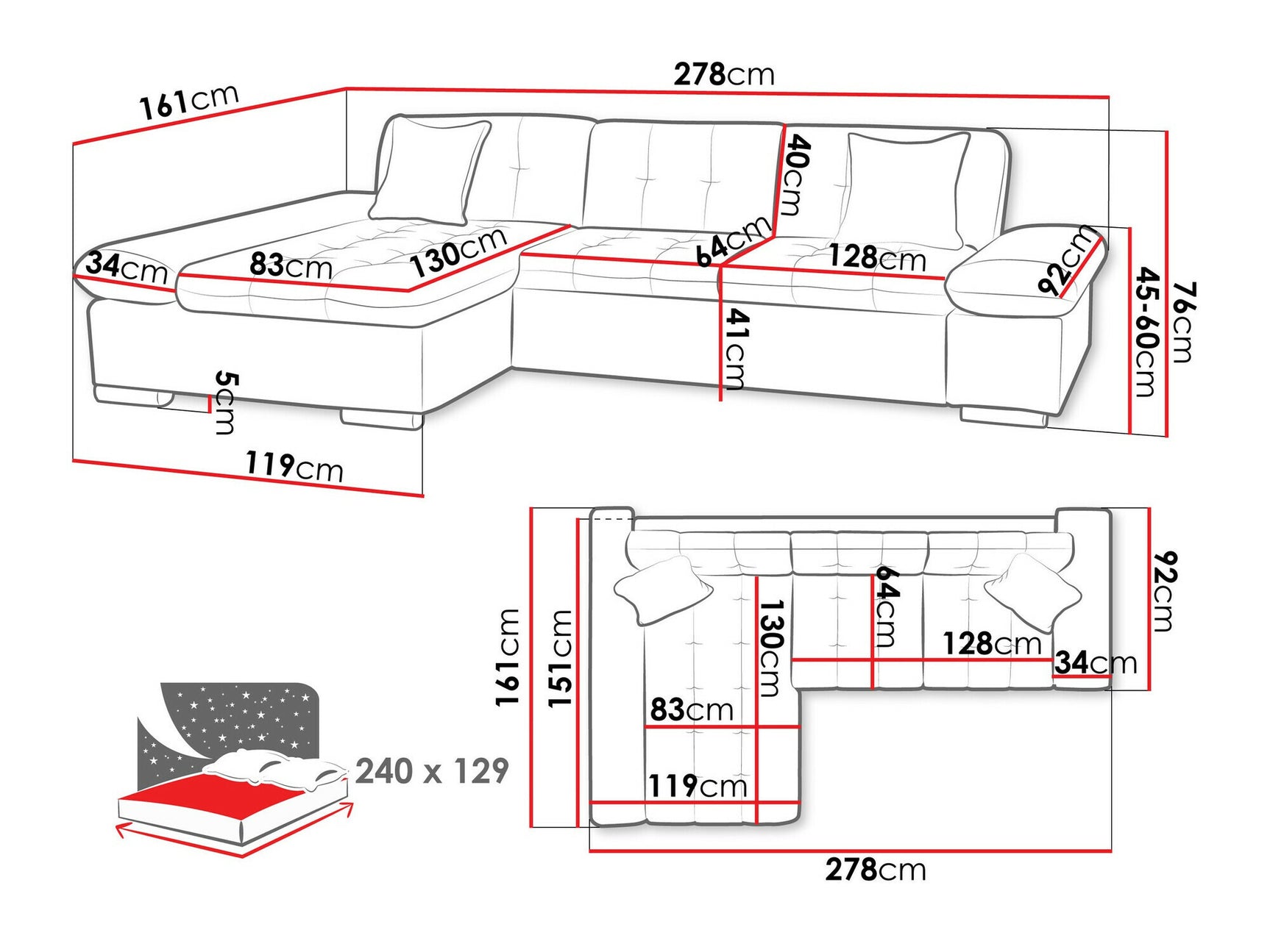 Hjørnesofa Comfivo 250