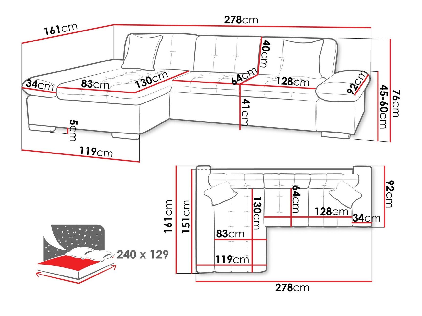 Hjørnesofa Comfivo 250