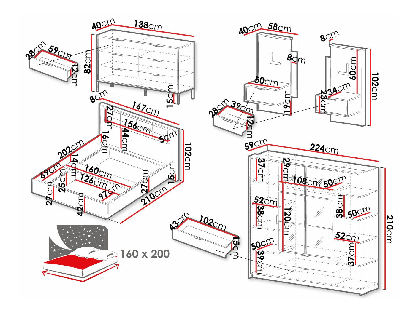 Soveværelses-sæt Kingston AB108