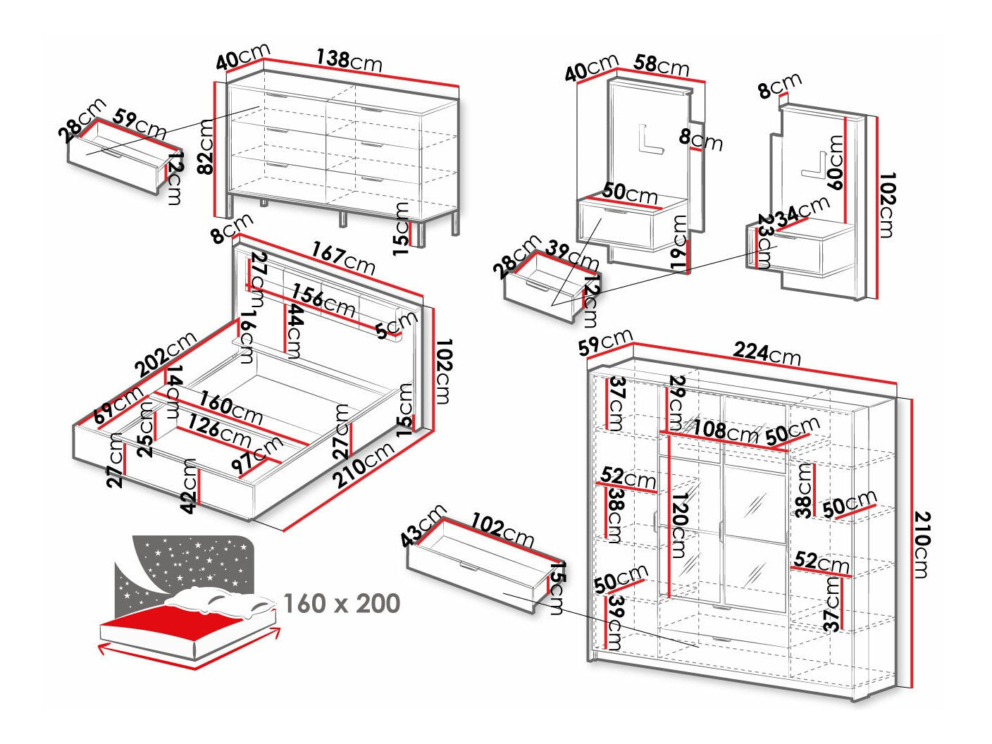 Soveværelses-sæt Kingston AB108