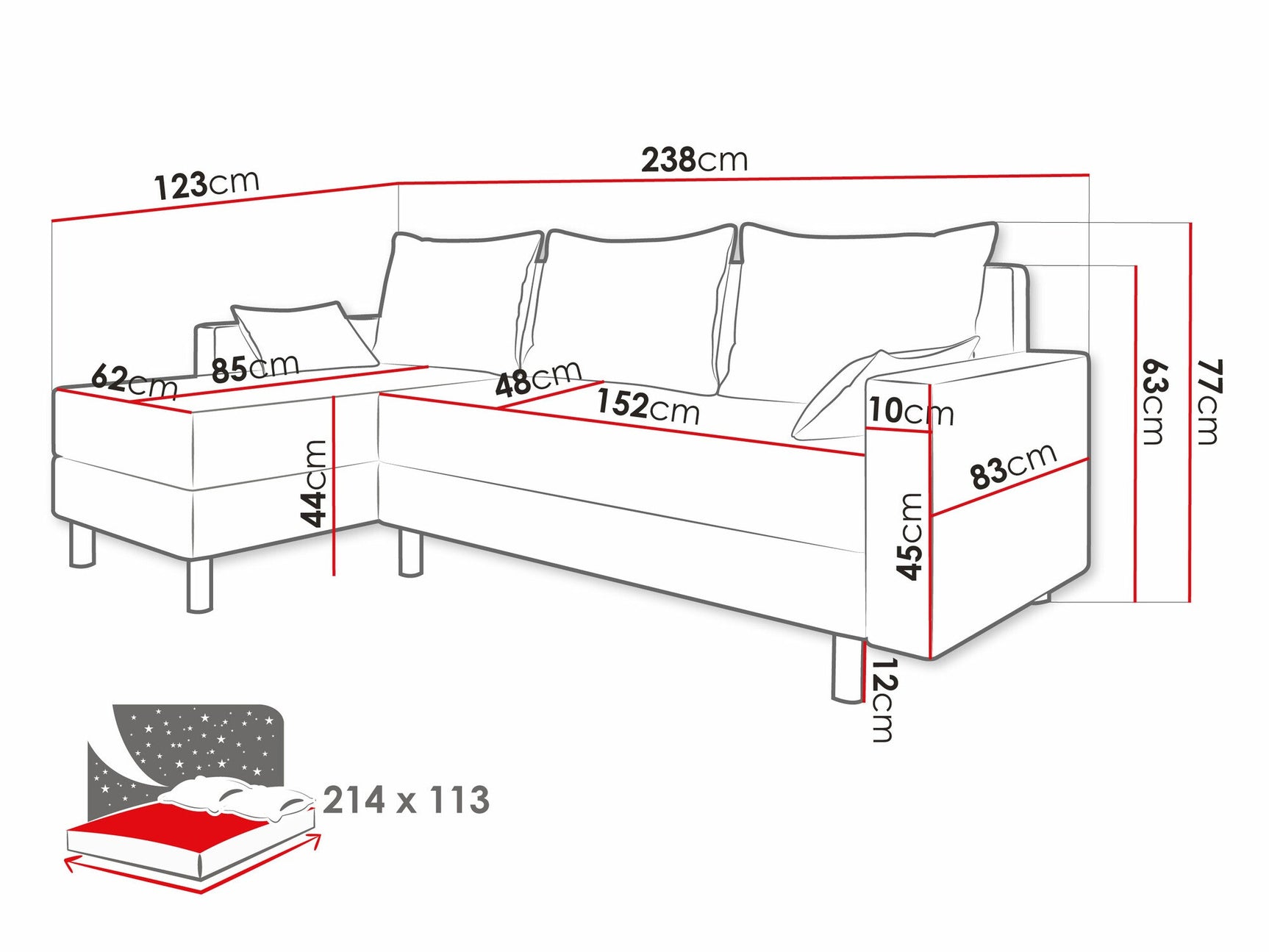 Hjørnesofa Delaware 100