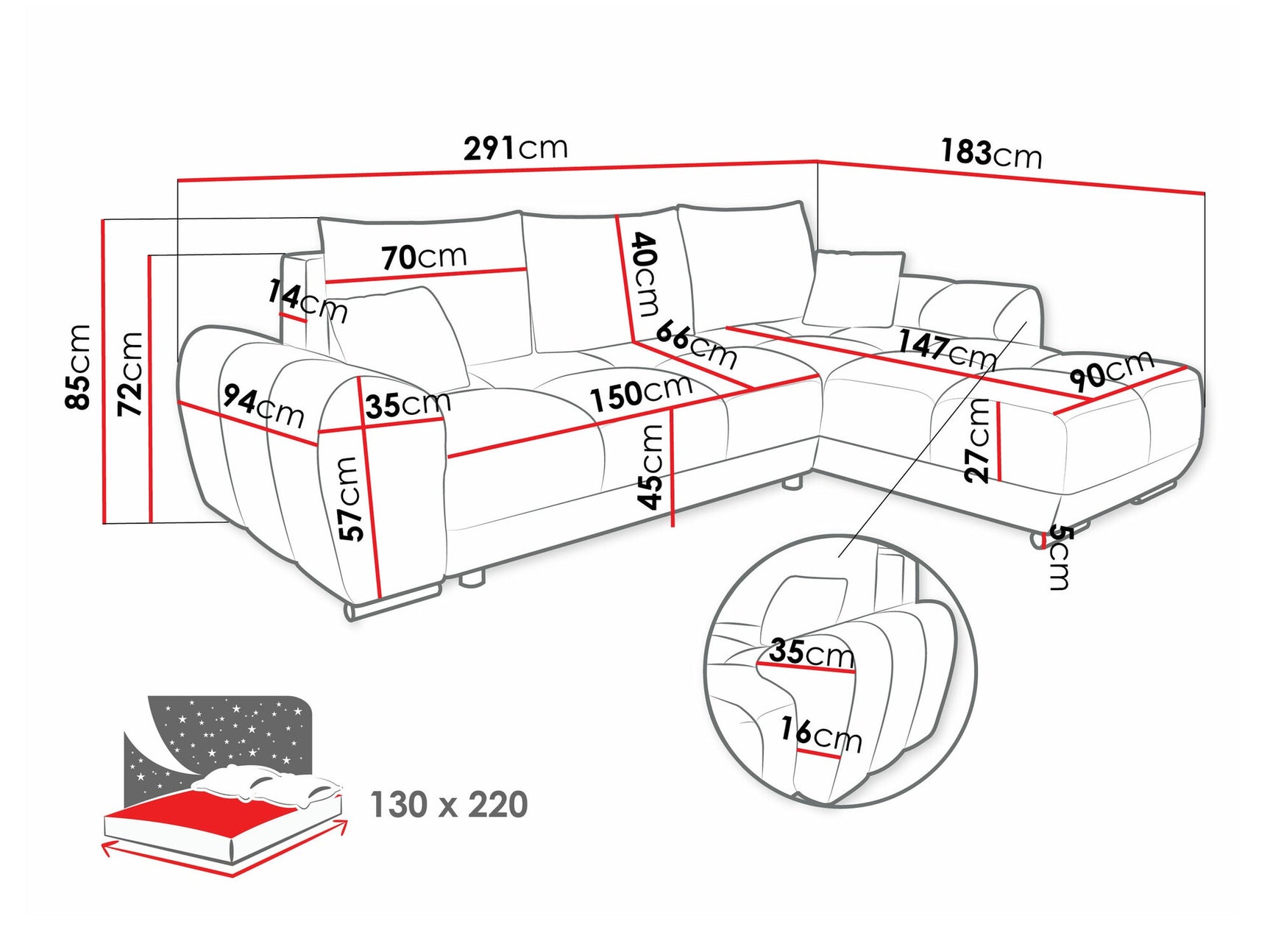 Hjørnesofa Camden 100