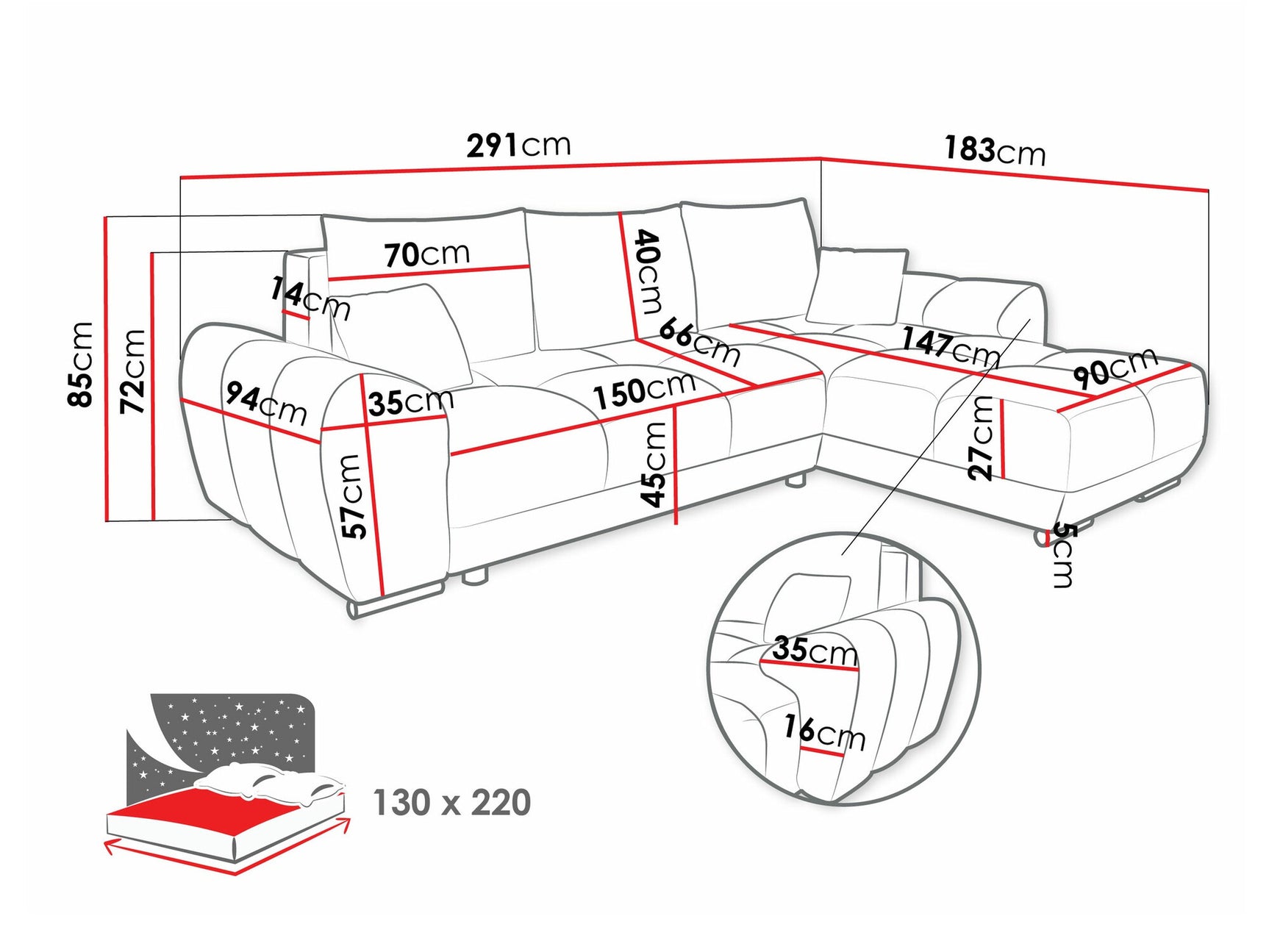 Hjørnesofa Camden 100