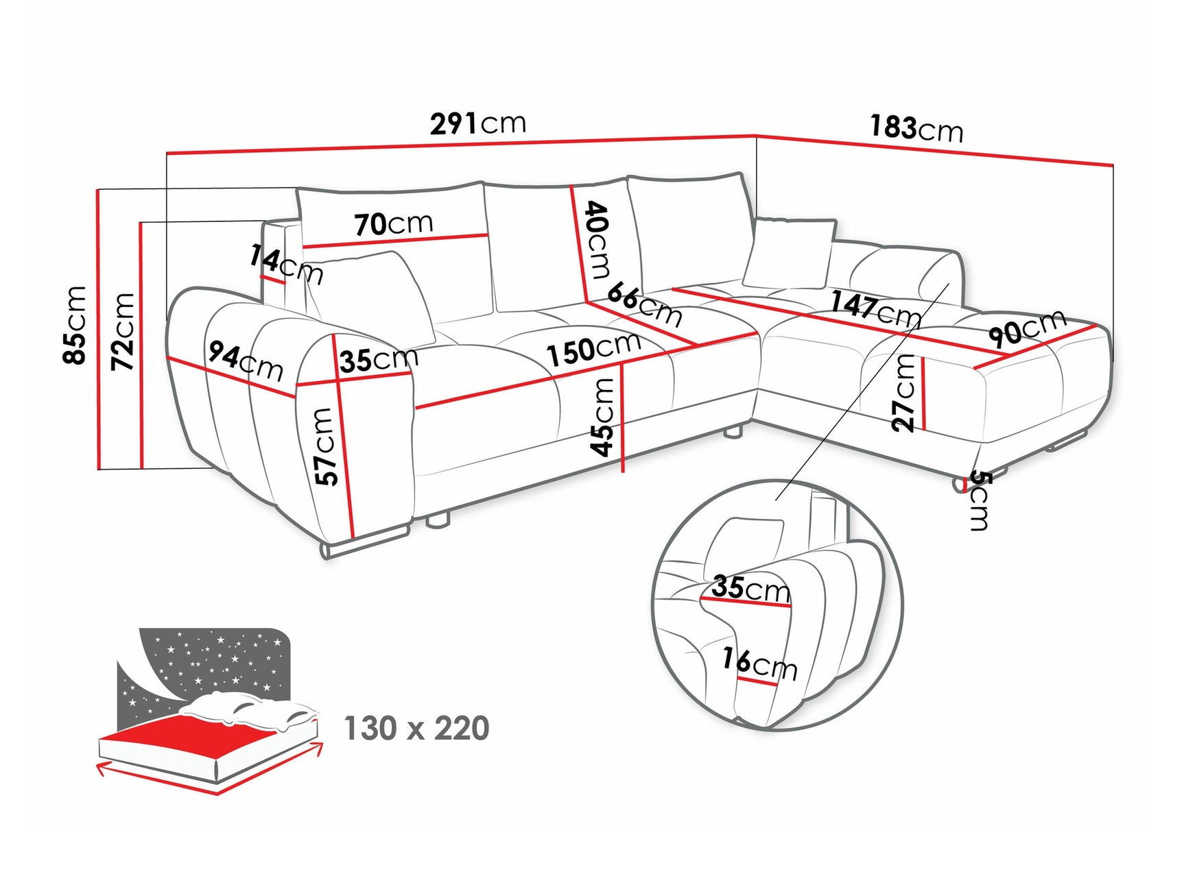 Hjørnesofa Camden 100