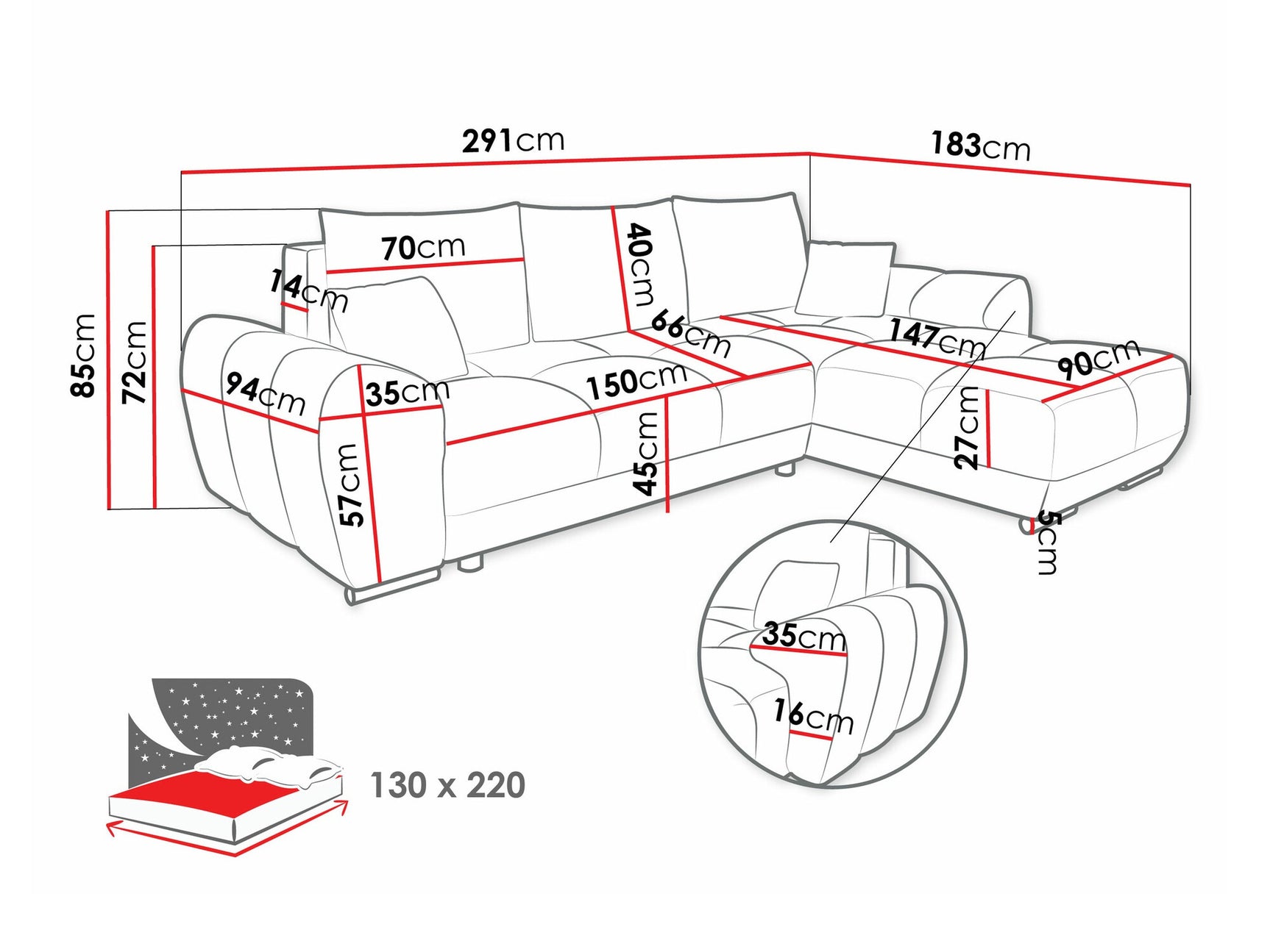 Hjørnesofa Camden 100