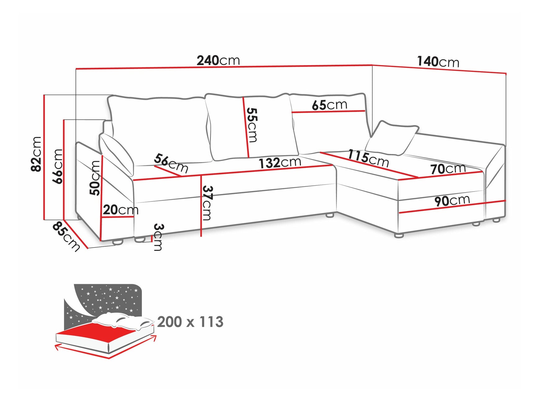 Hjørnesofa Memphis 130