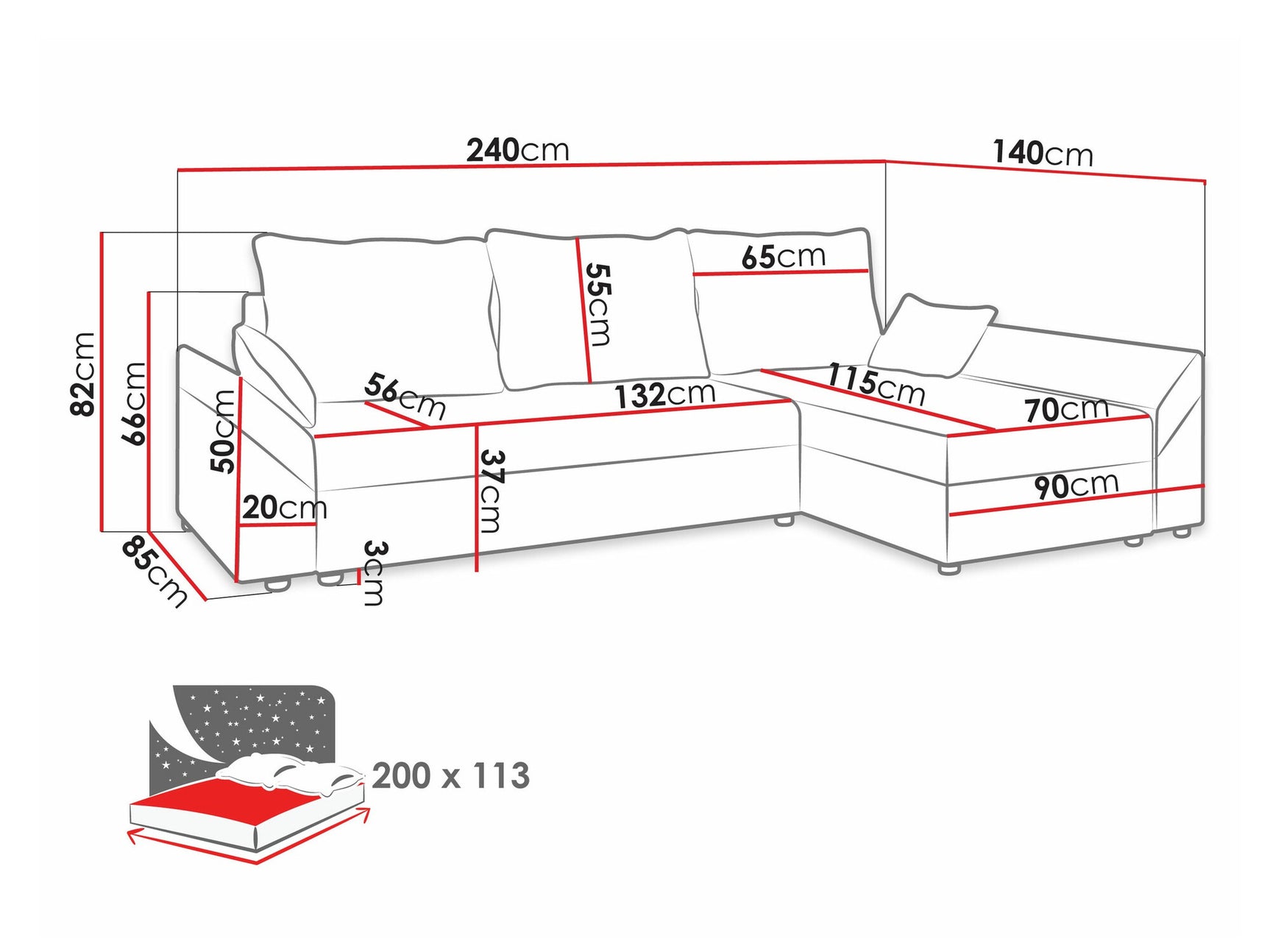 Hjørnesofa Memphis 130