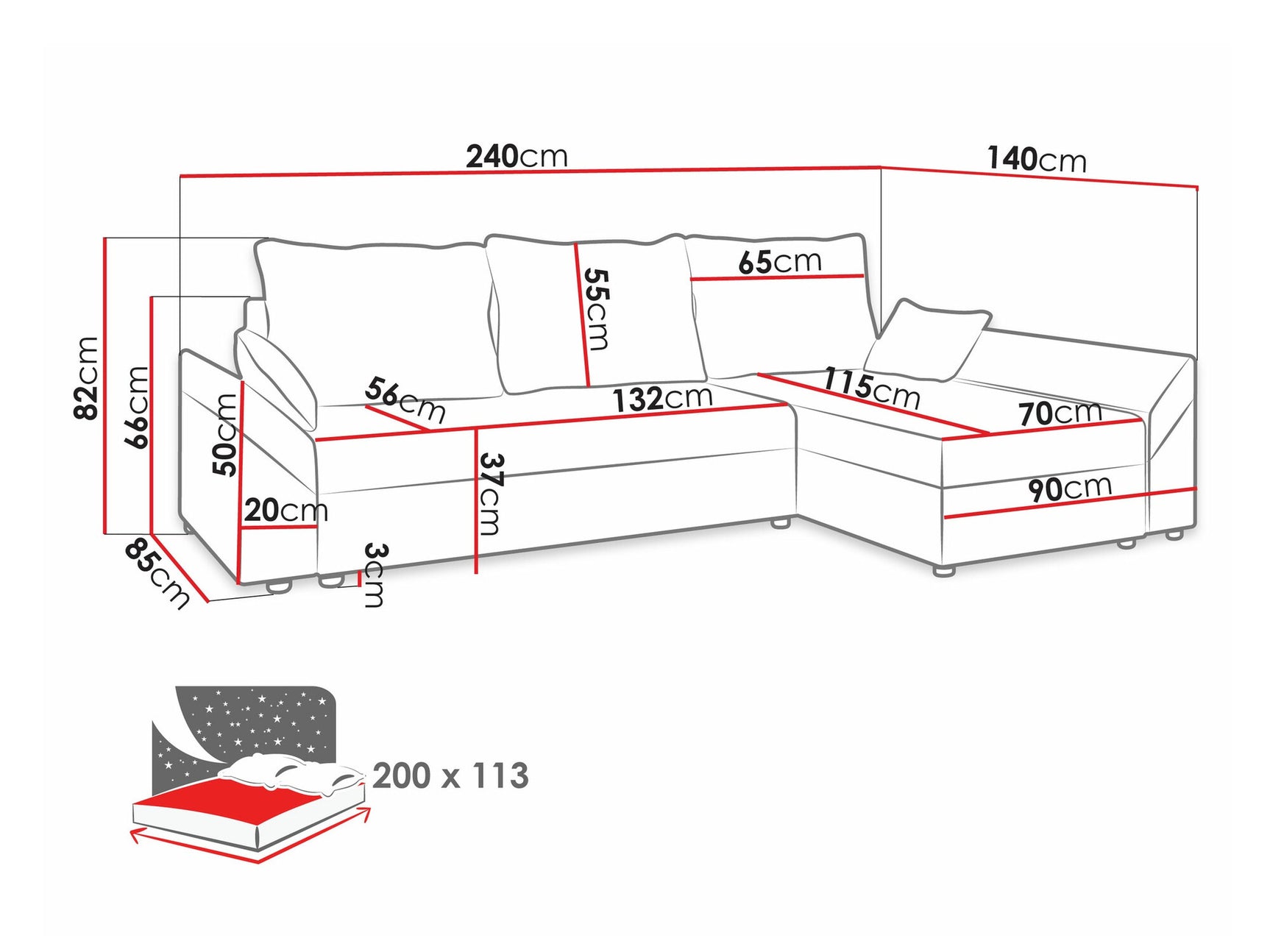 Hjørnesofa Memphis 130