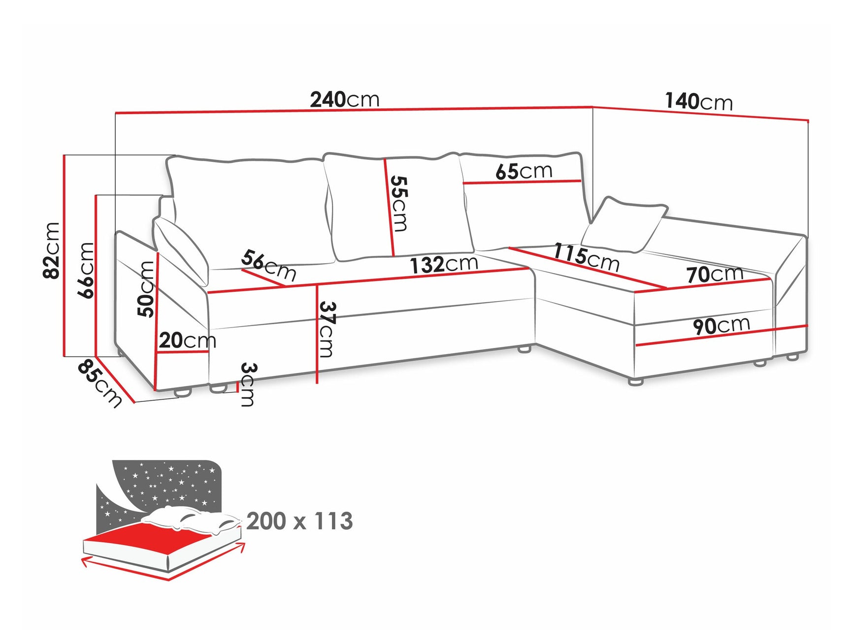 Hjørnesofa Memphis 130