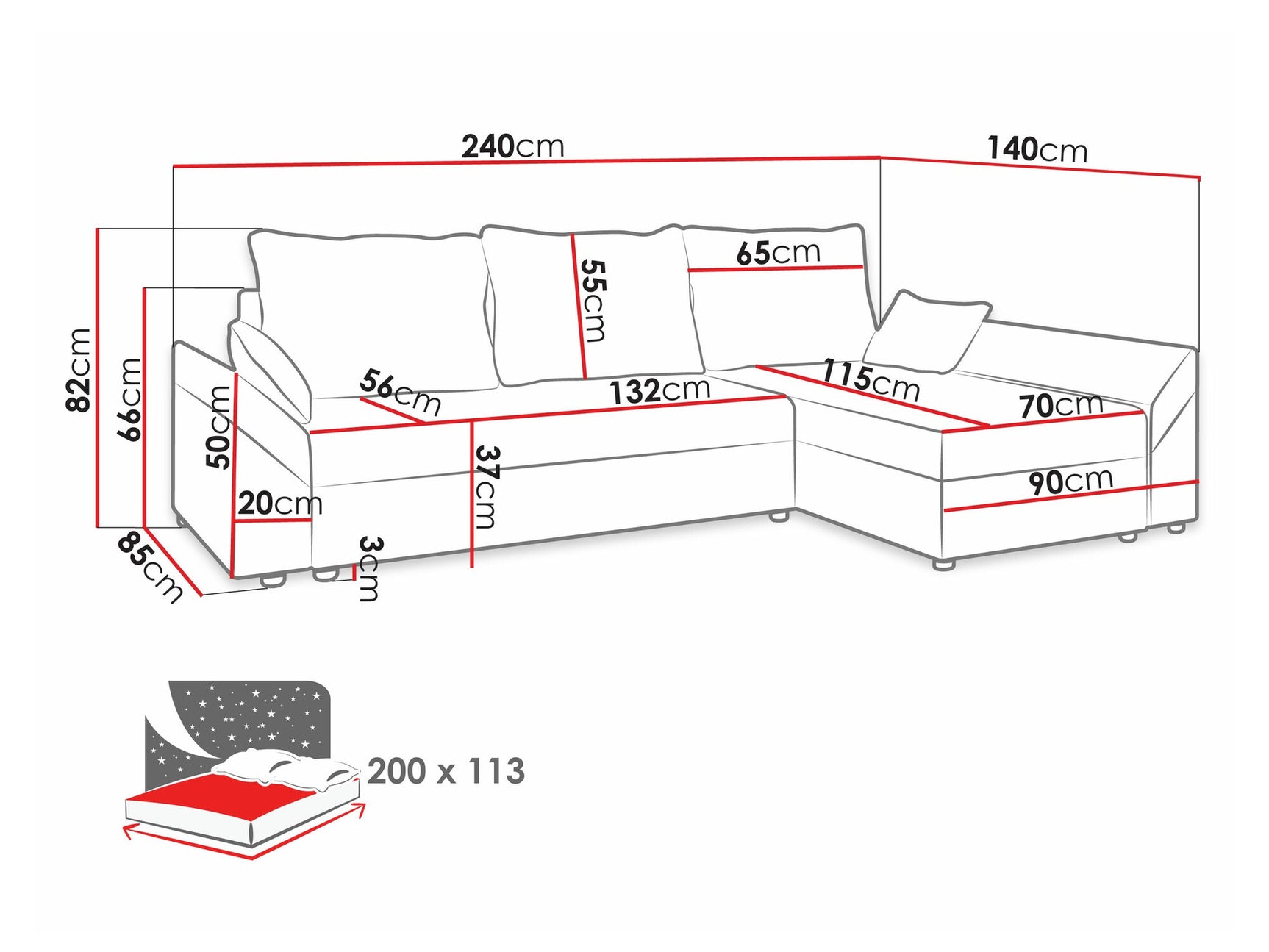 Hjørnesofa Memphis 130