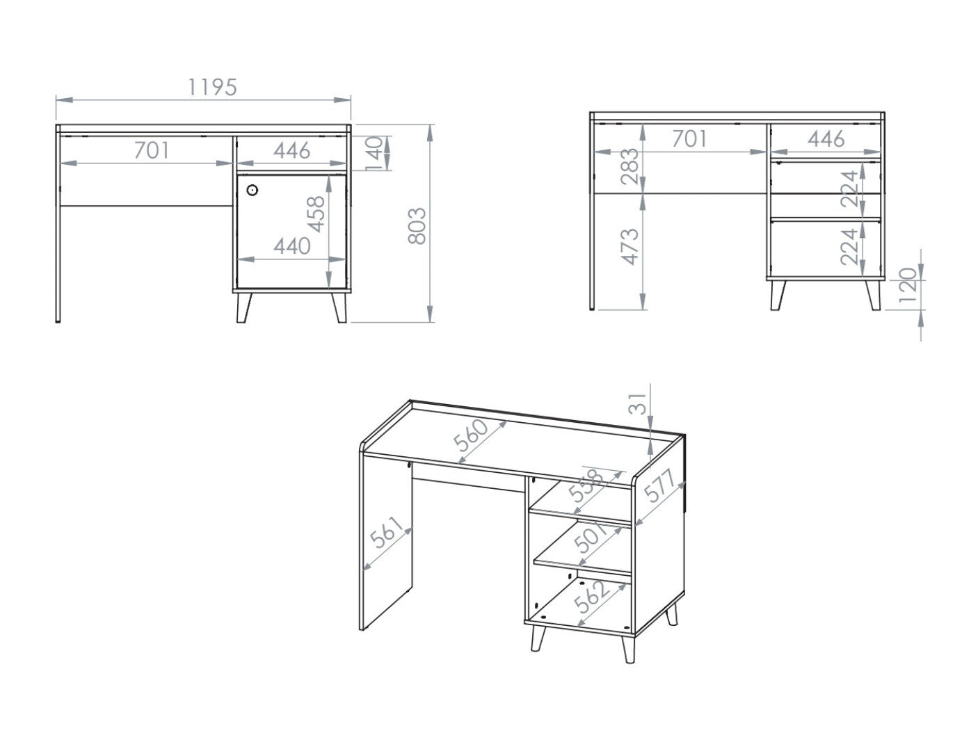 Skrivebord Tortoli 106