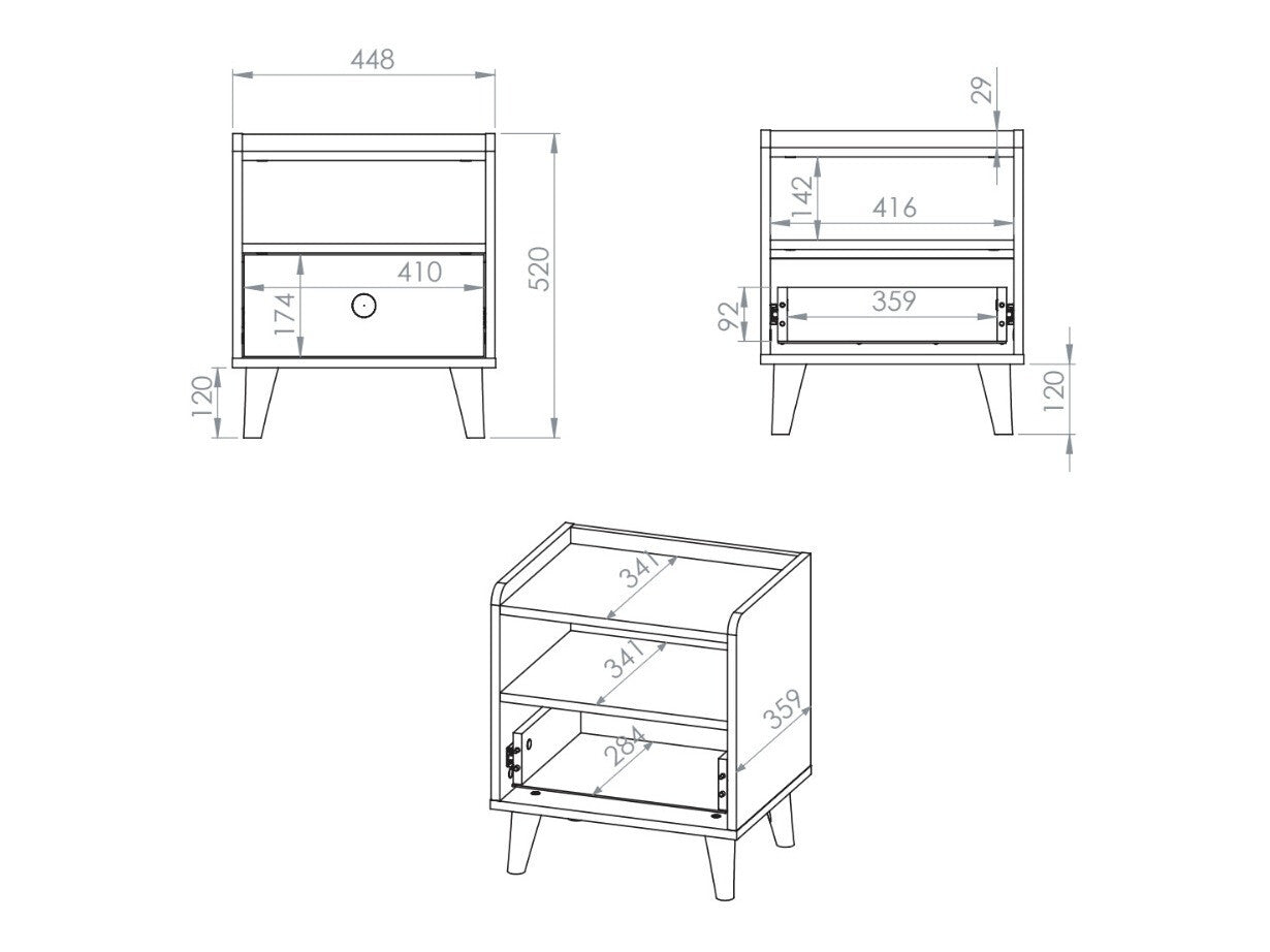 Sengebord Tortoli 108