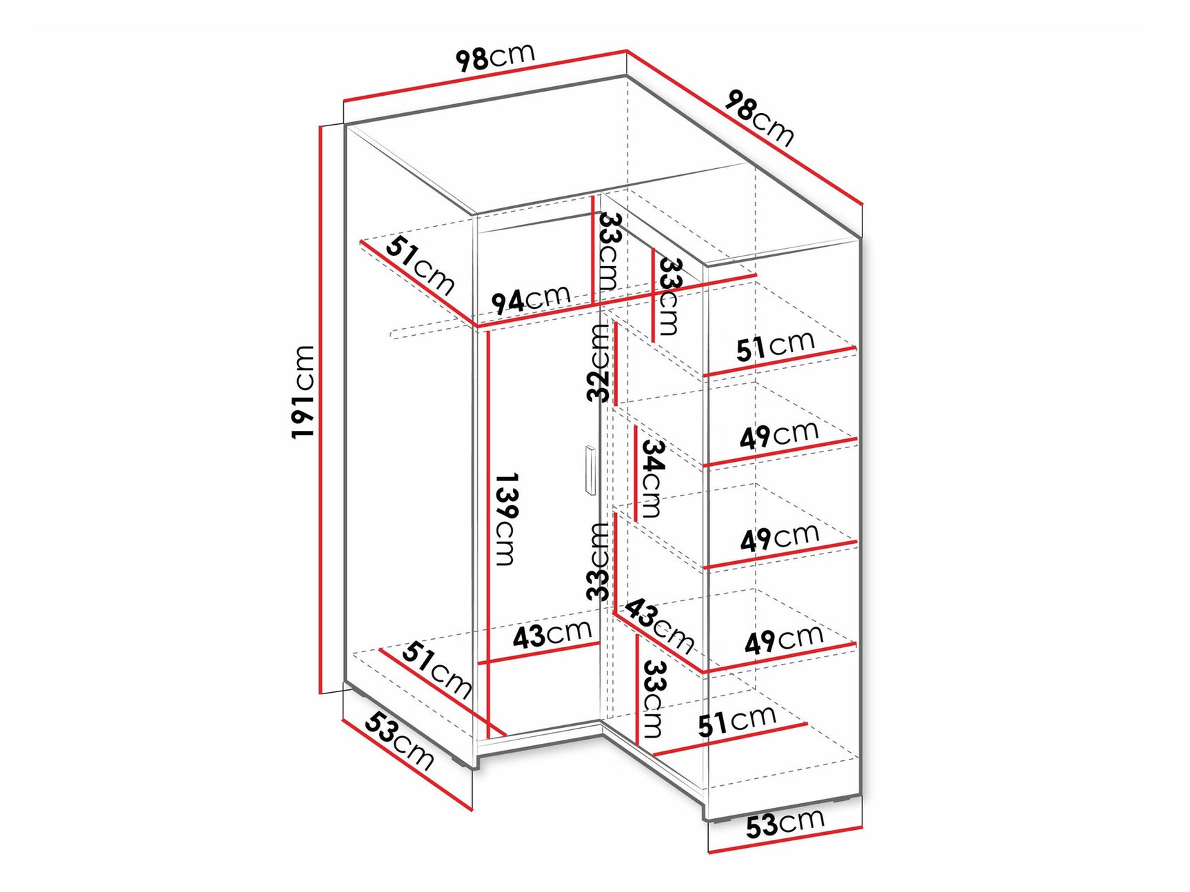 Hjørneklædeskab Tucson 179