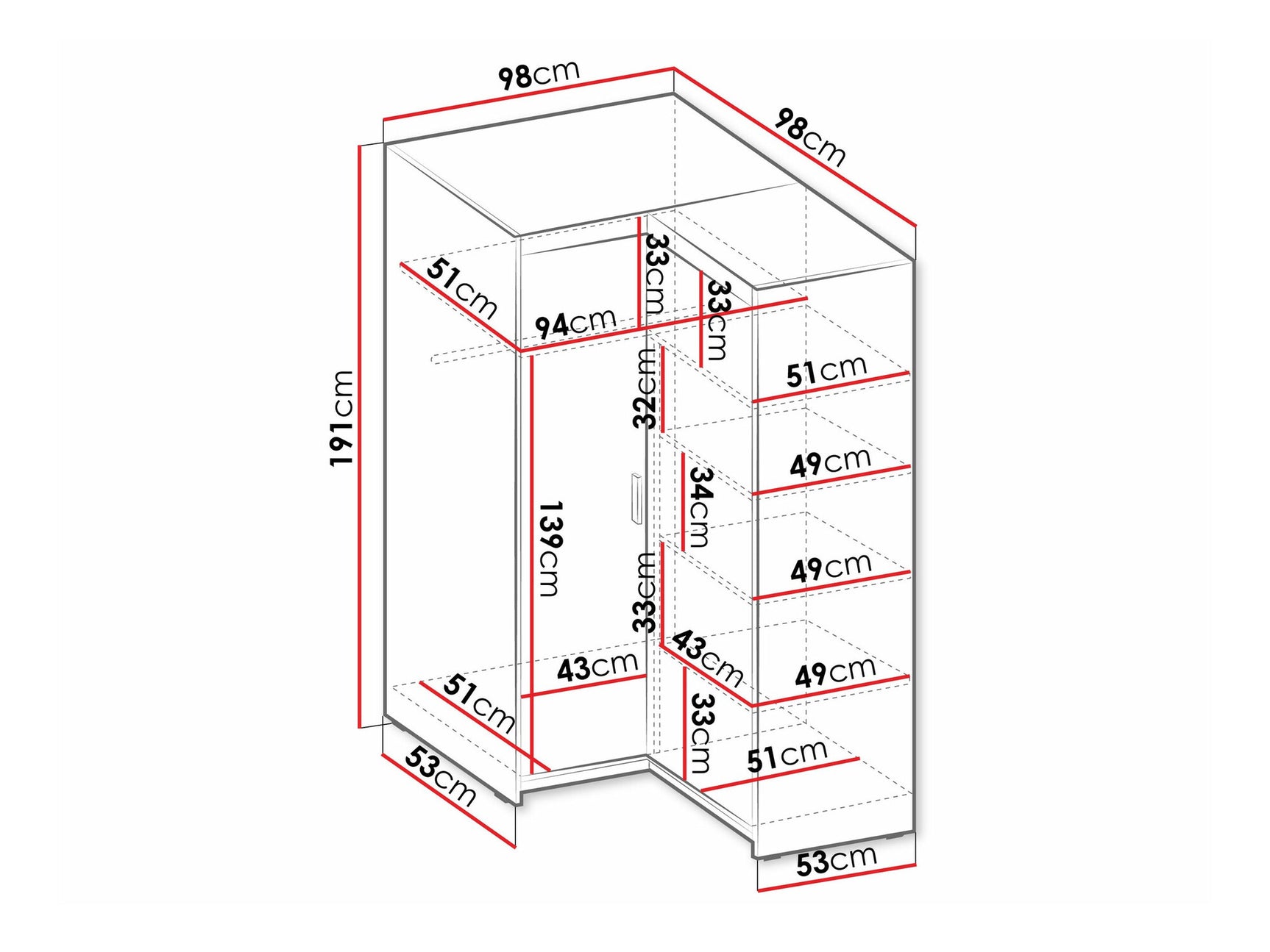 Hjørneklædeskab Tucson 179
