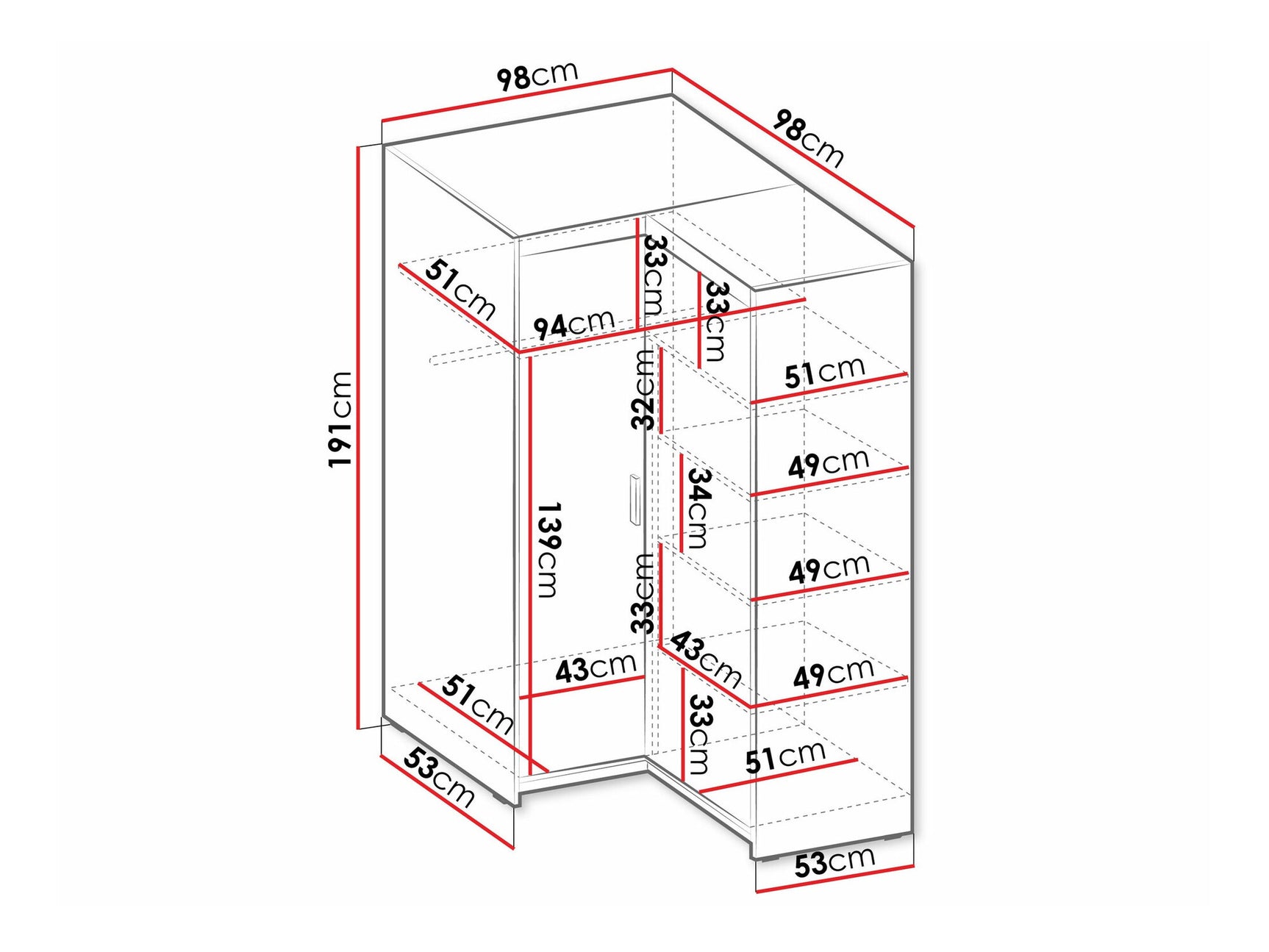 Hjørneklædeskab Tucson 179