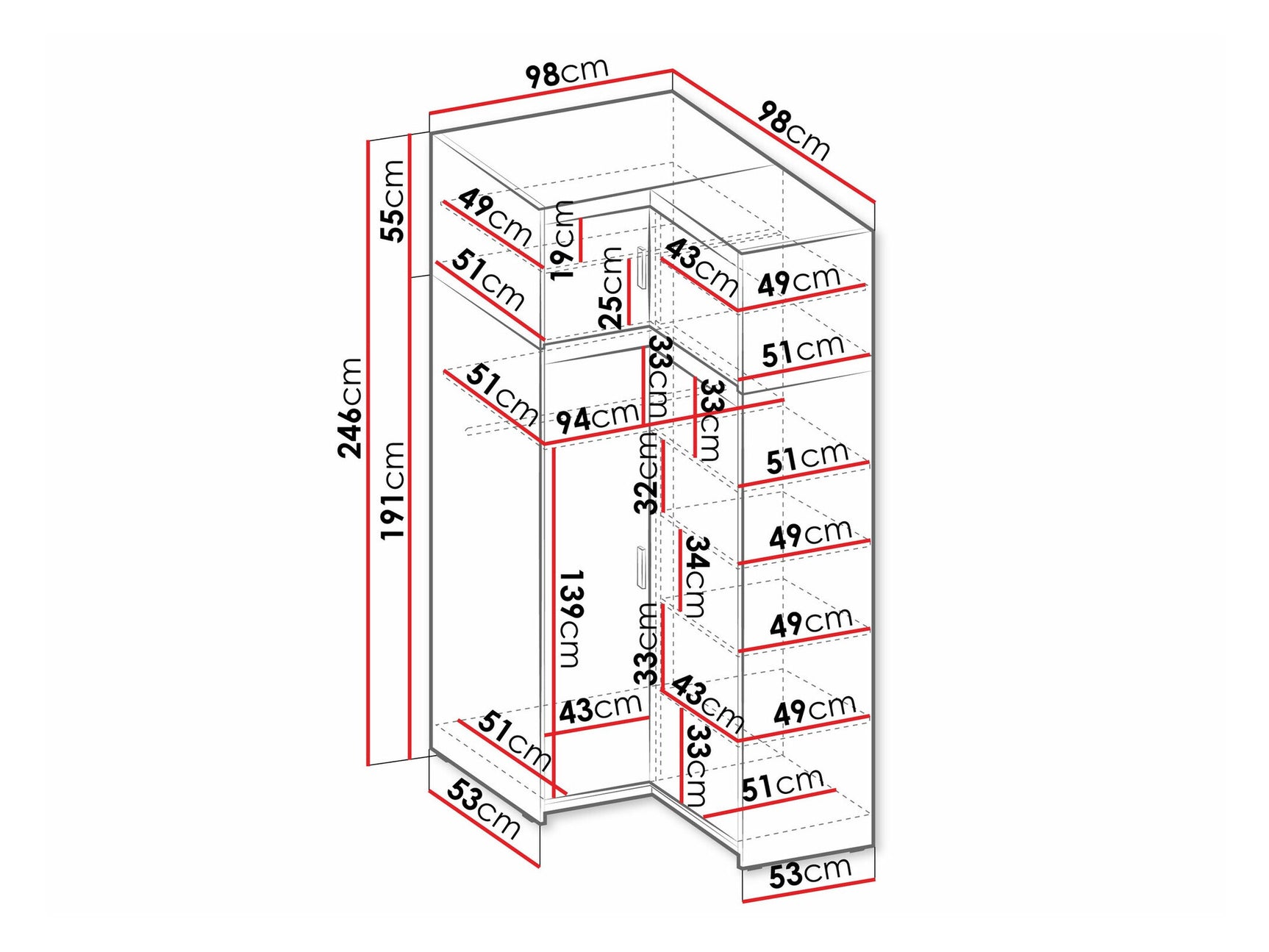 Hjørneklædeskab Tucson 184