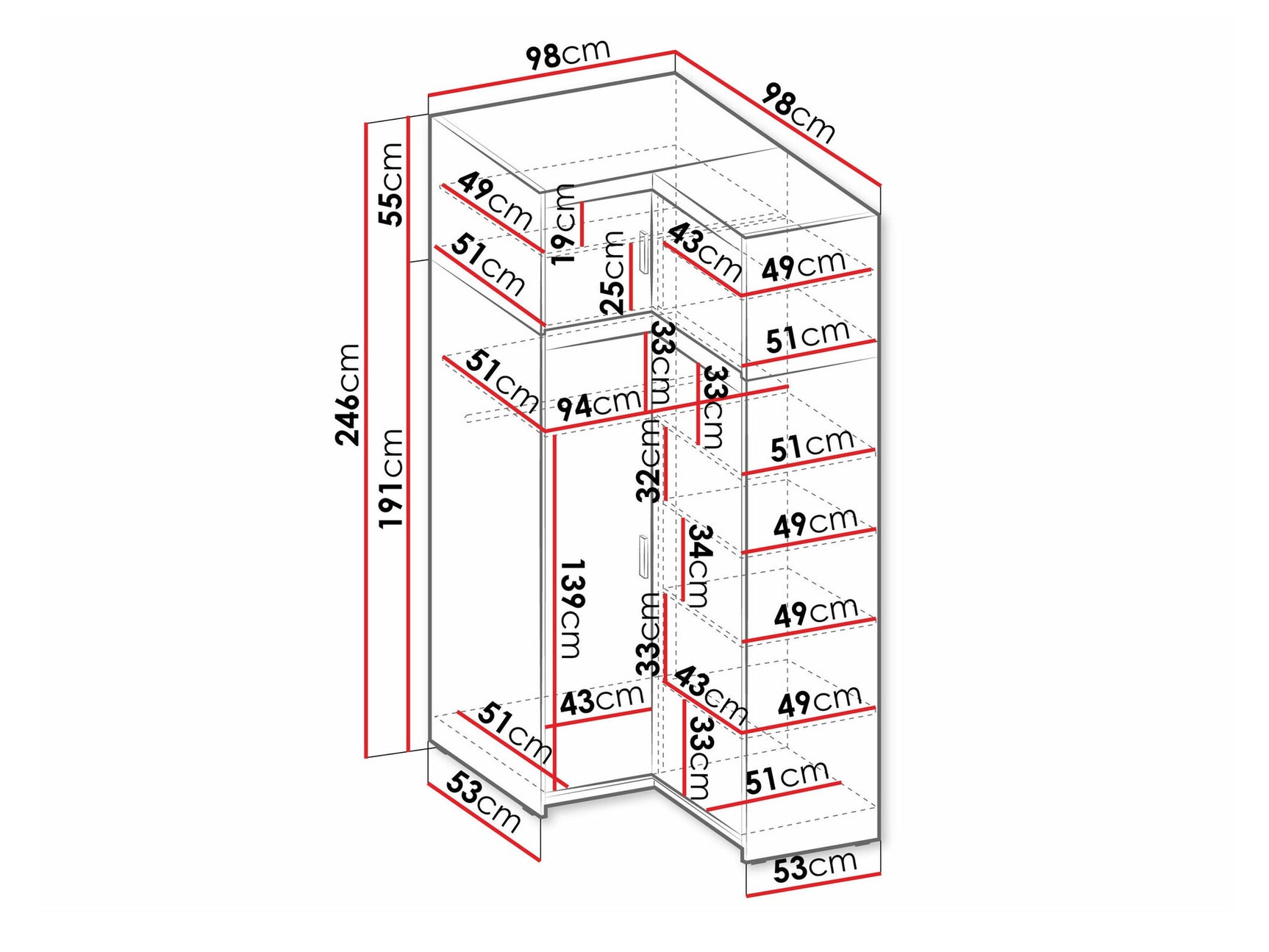 Hjørneklædeskab Tucson 184