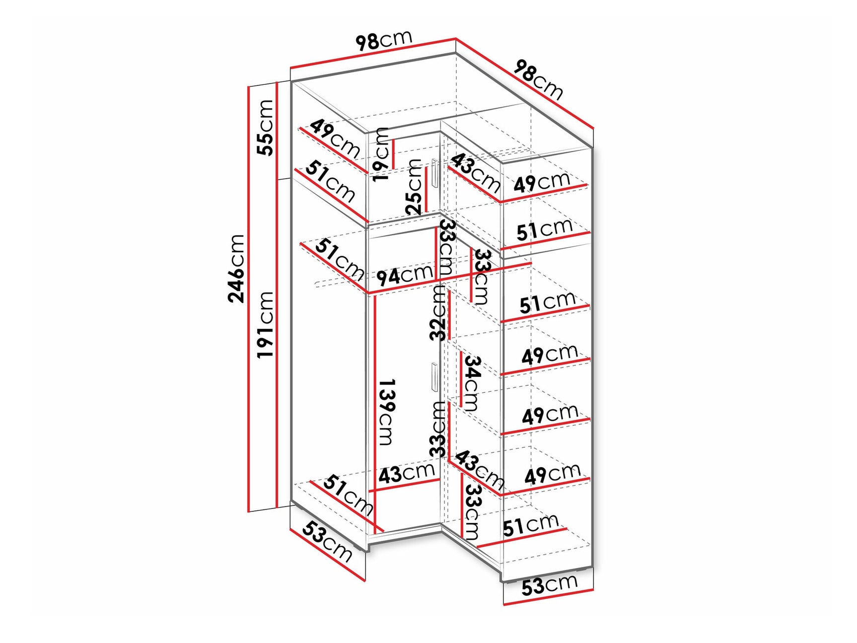 Hjørneklædeskab Tucson 184