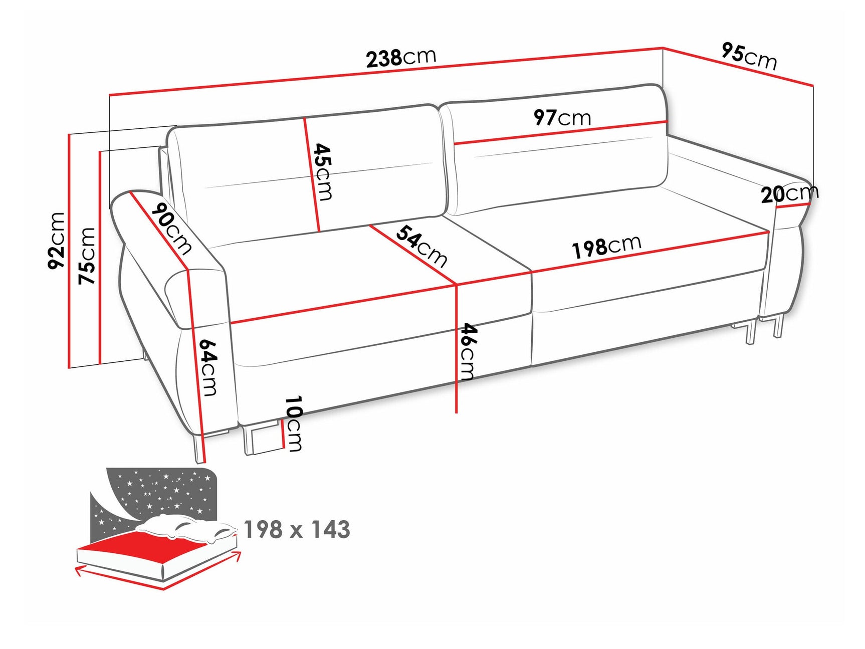 Sovesofa Stonecrest 104
