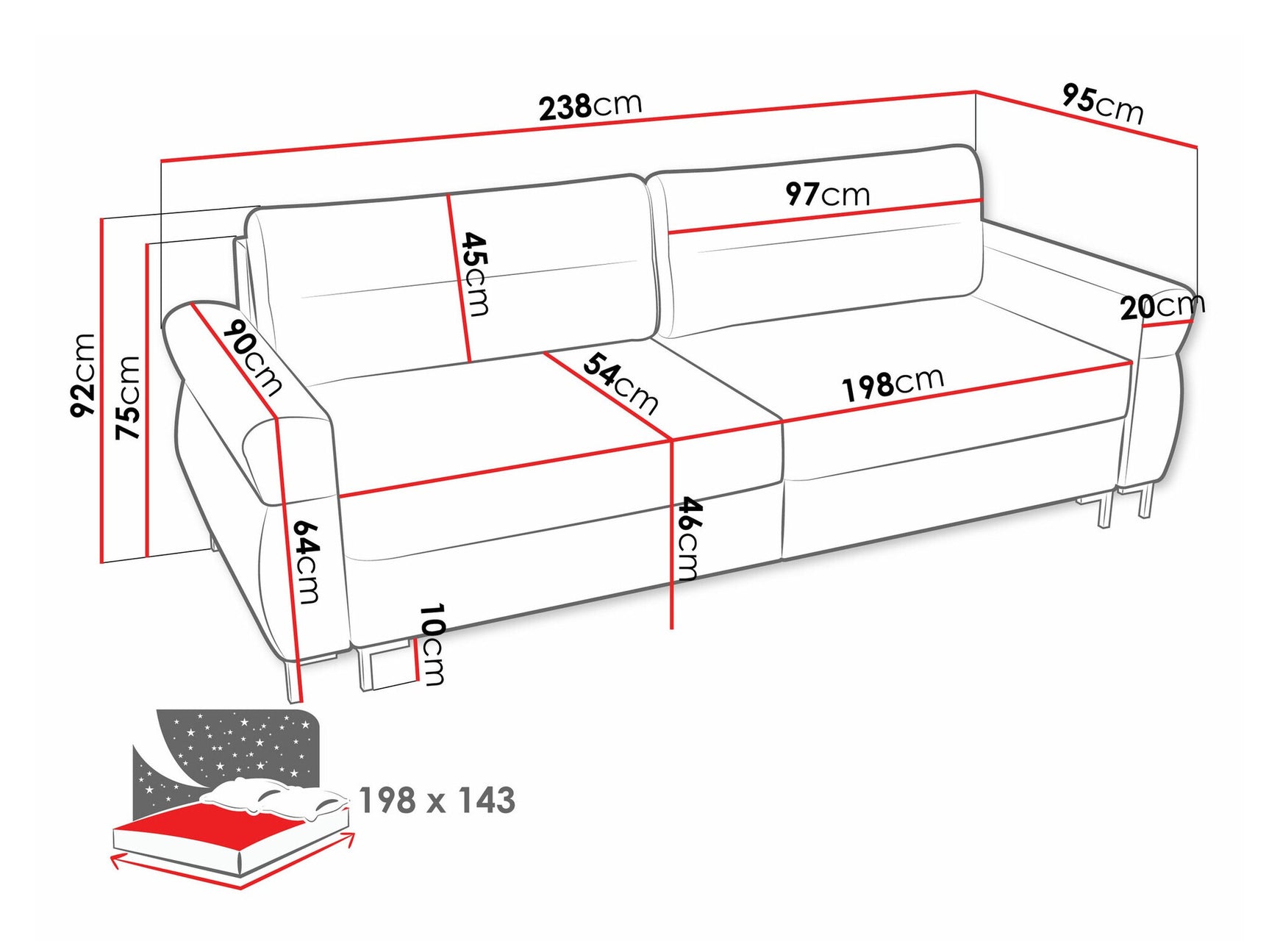 Sovesofa Stonecrest 104