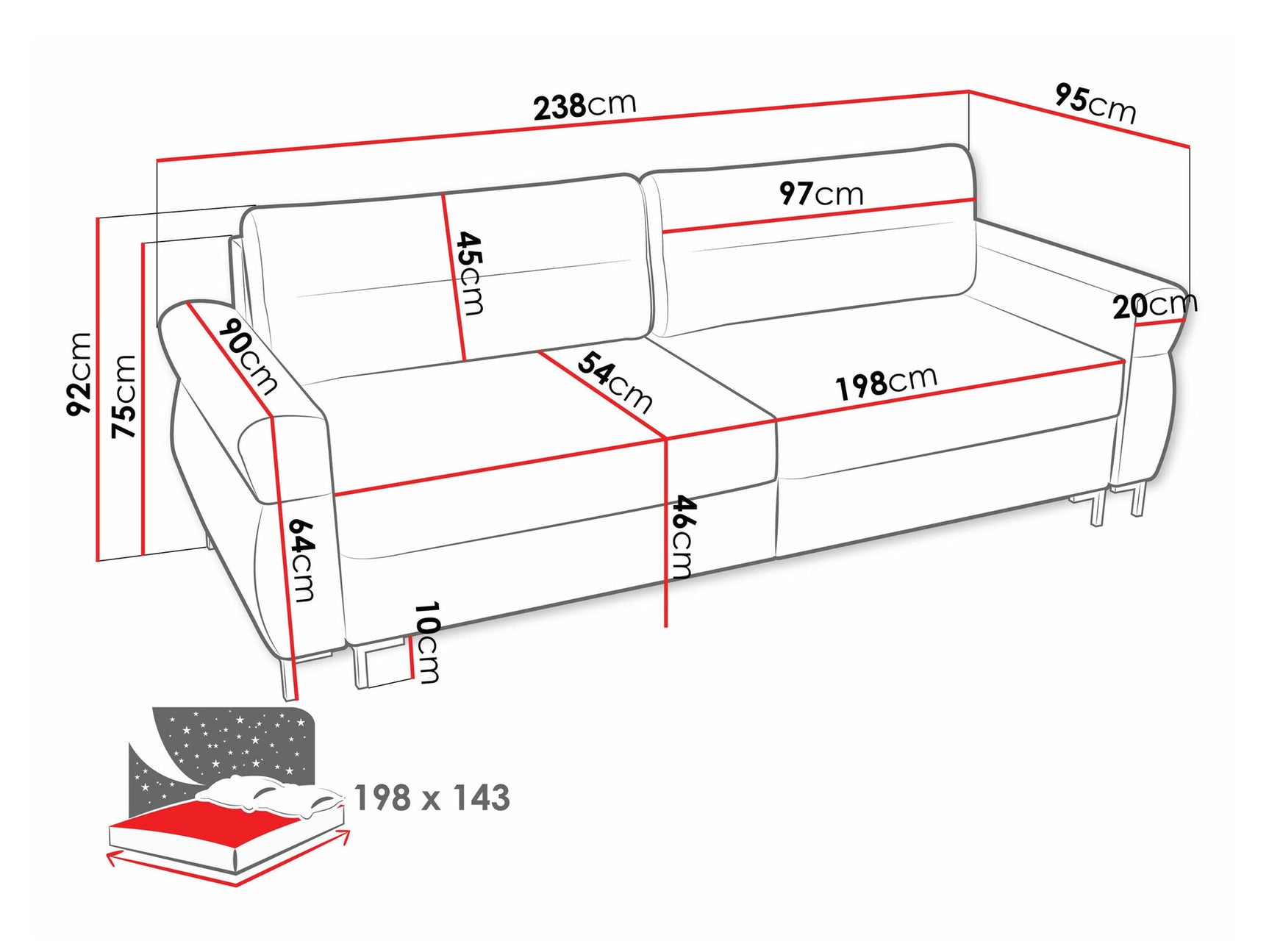Sovesofa Stonecrest 104