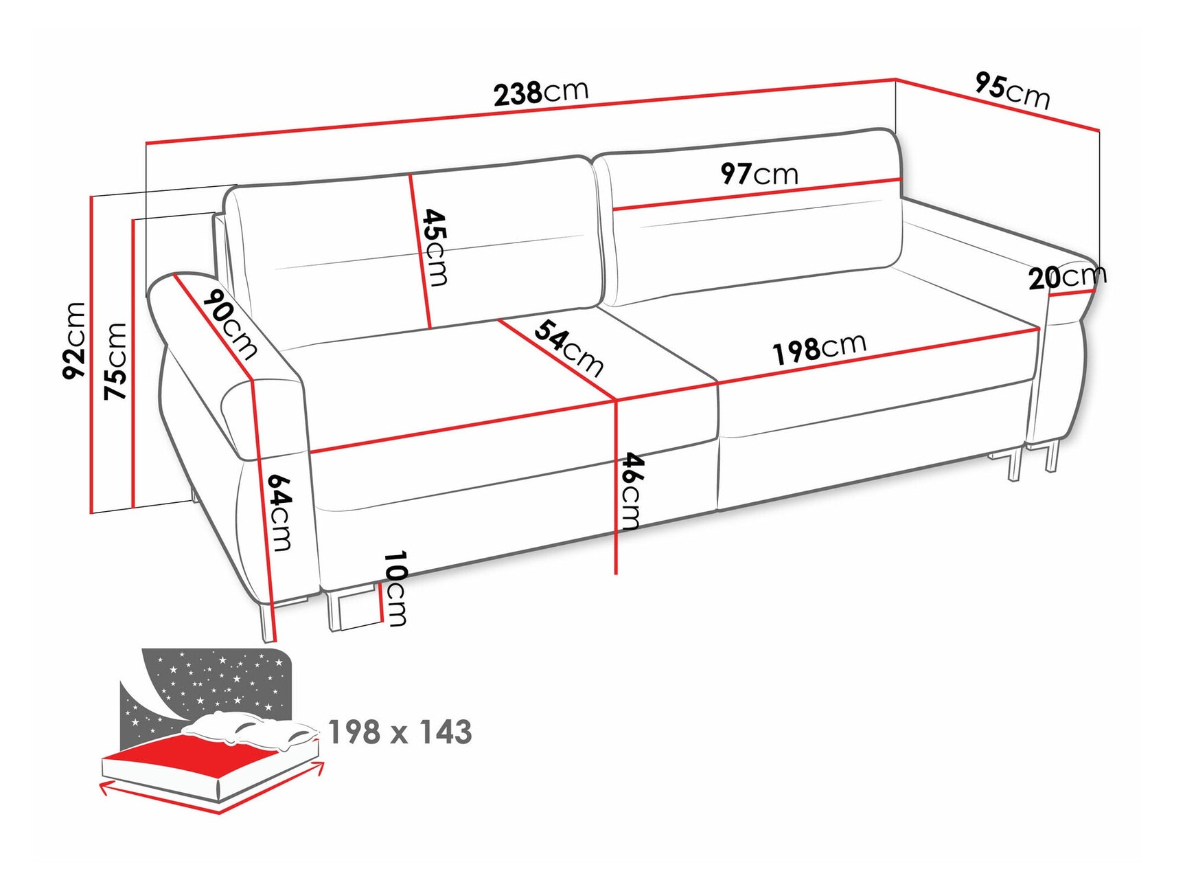 Sovesofa Stonecrest 104