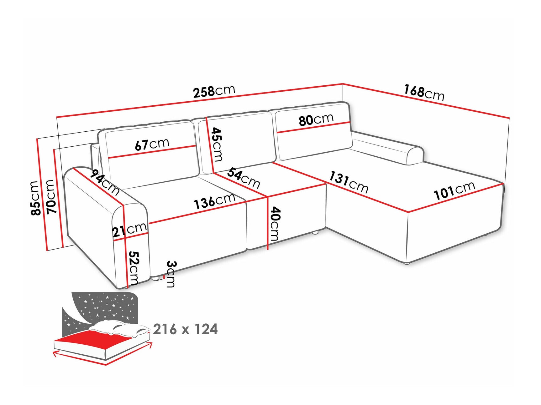 Hjørnesofa Stonecrest 105