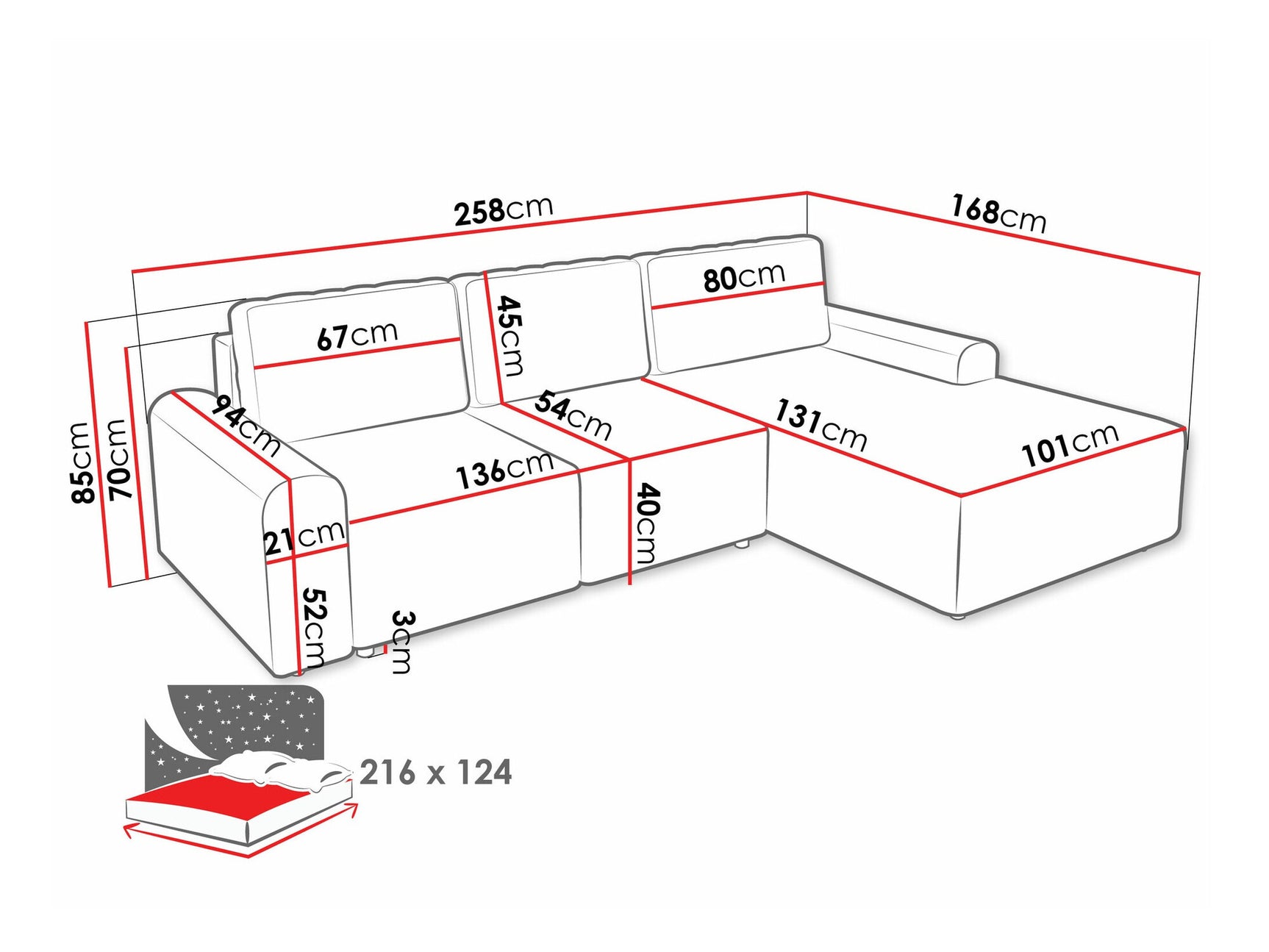 Hjørnesofa Stonecrest 105