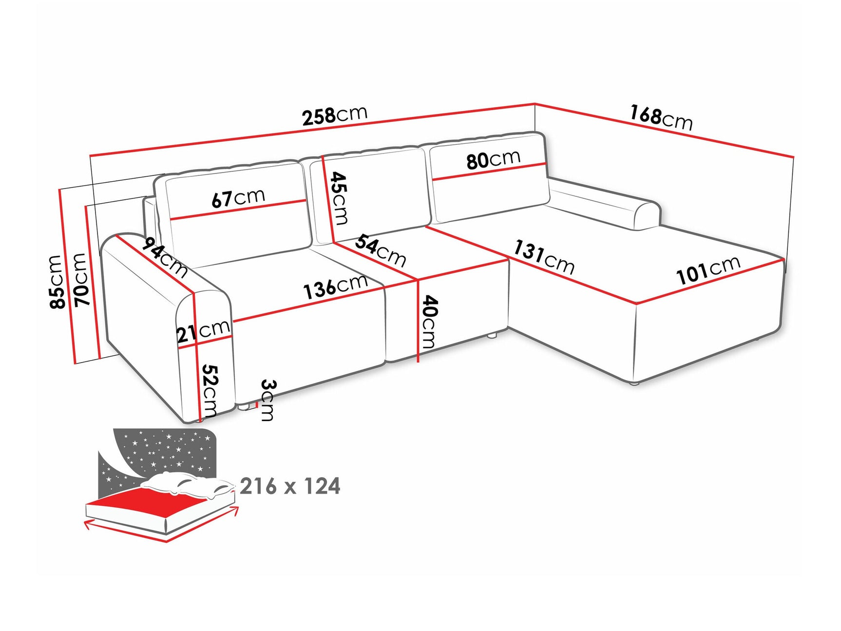 Hjørnesofa Stonecrest 105