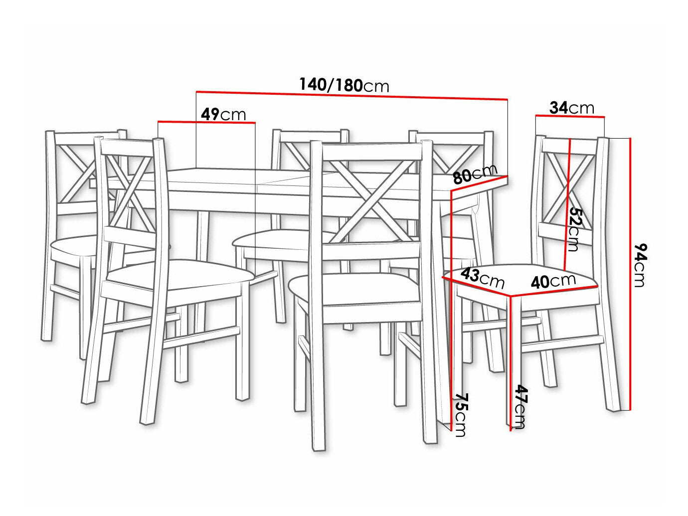 Spisestue-sæt Victorville 223 3976039