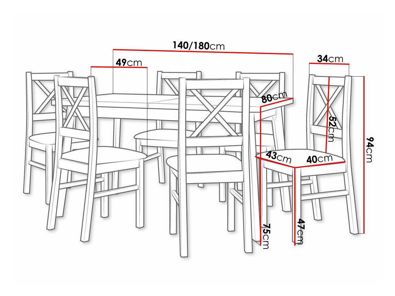 Spisestue-sæt Victorville 223 3976040